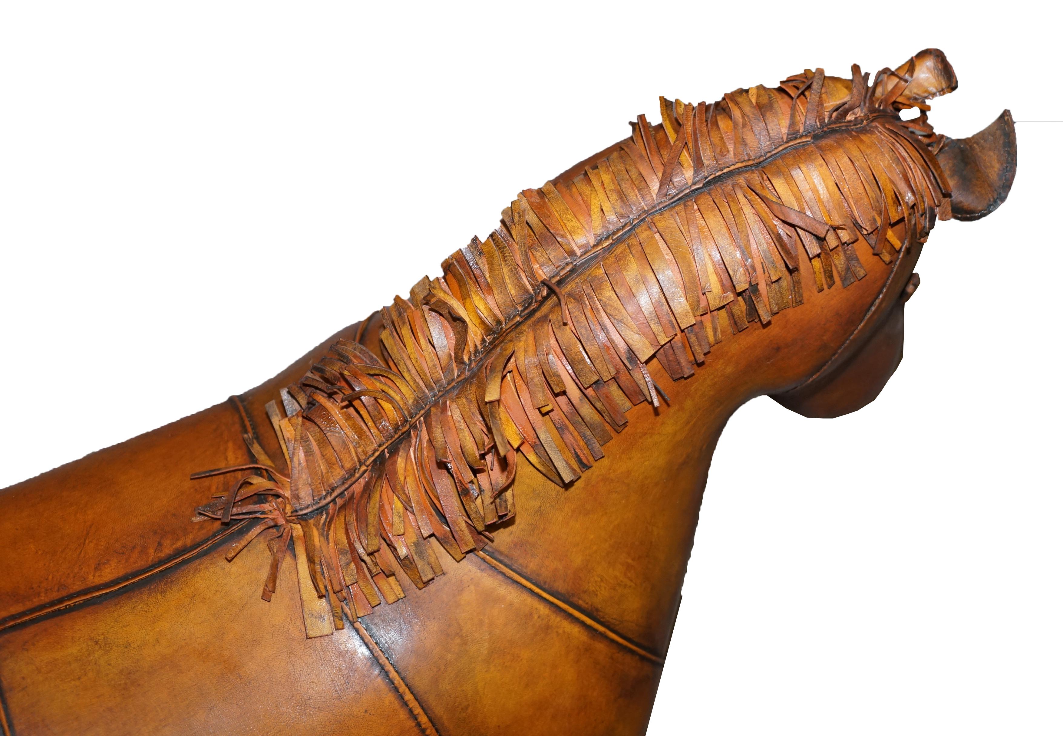 Hand-Crafted New Old Stock Liberty's London Omersa Style Brown Leather Footstool Pony Horse