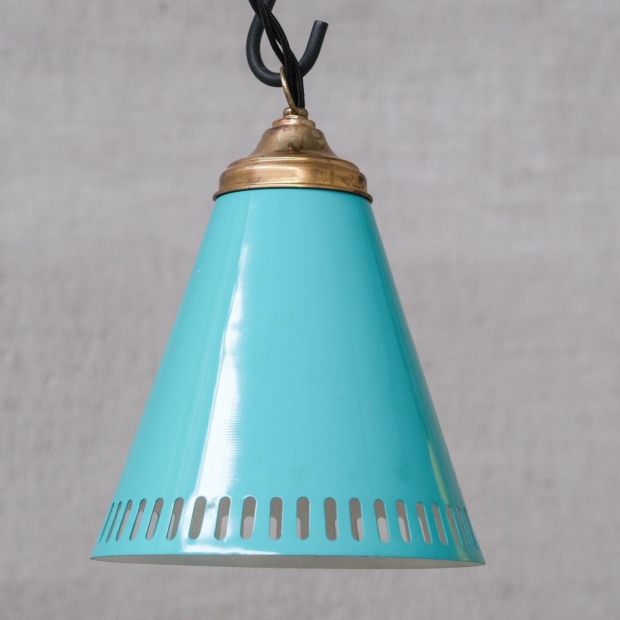 New Old Stock Mid-Century Metal Pendant Shade Lights (6 available) For Sale 1