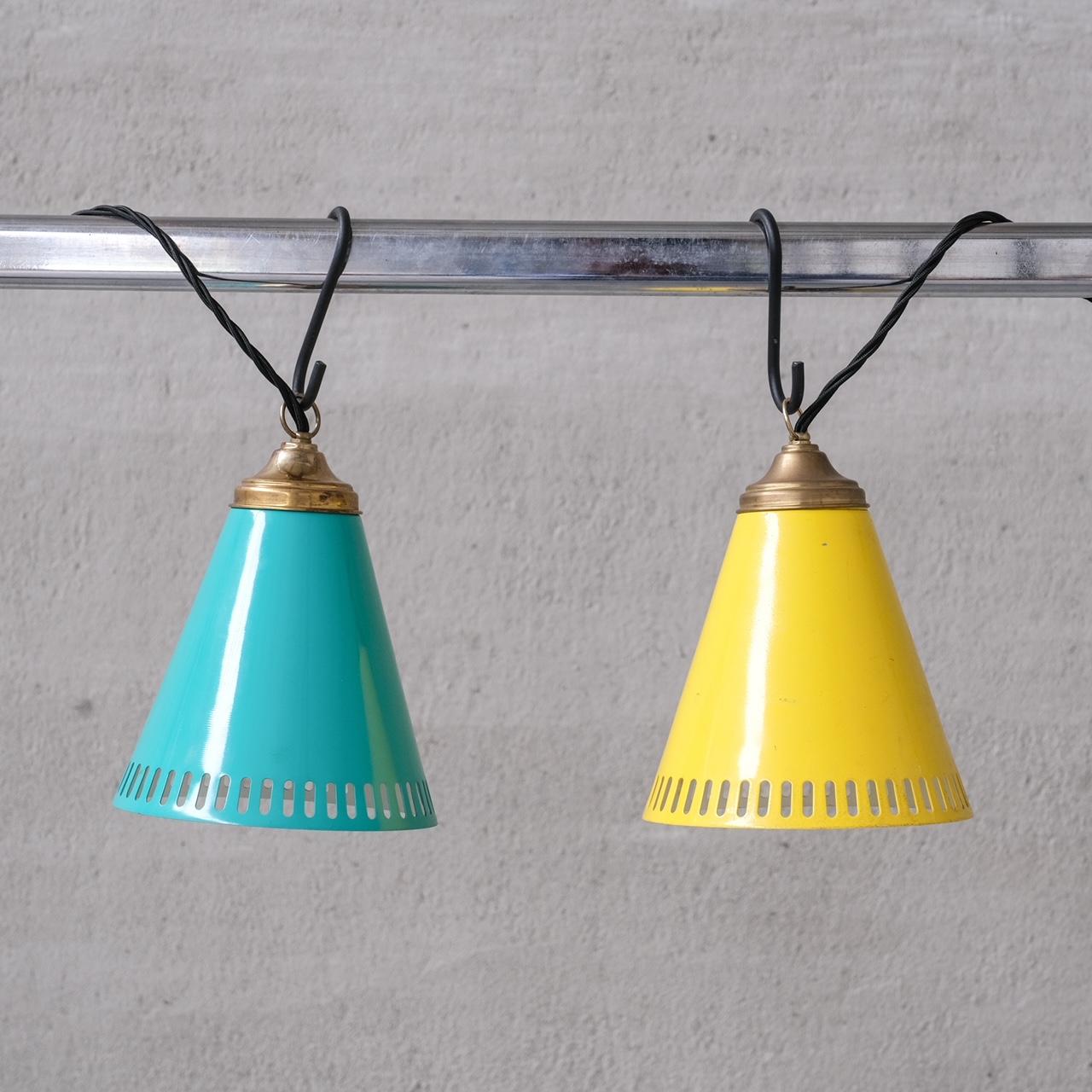 New Old Stock Mid-Century Metal Pendant Shade Lights (6 available) For Sale 2