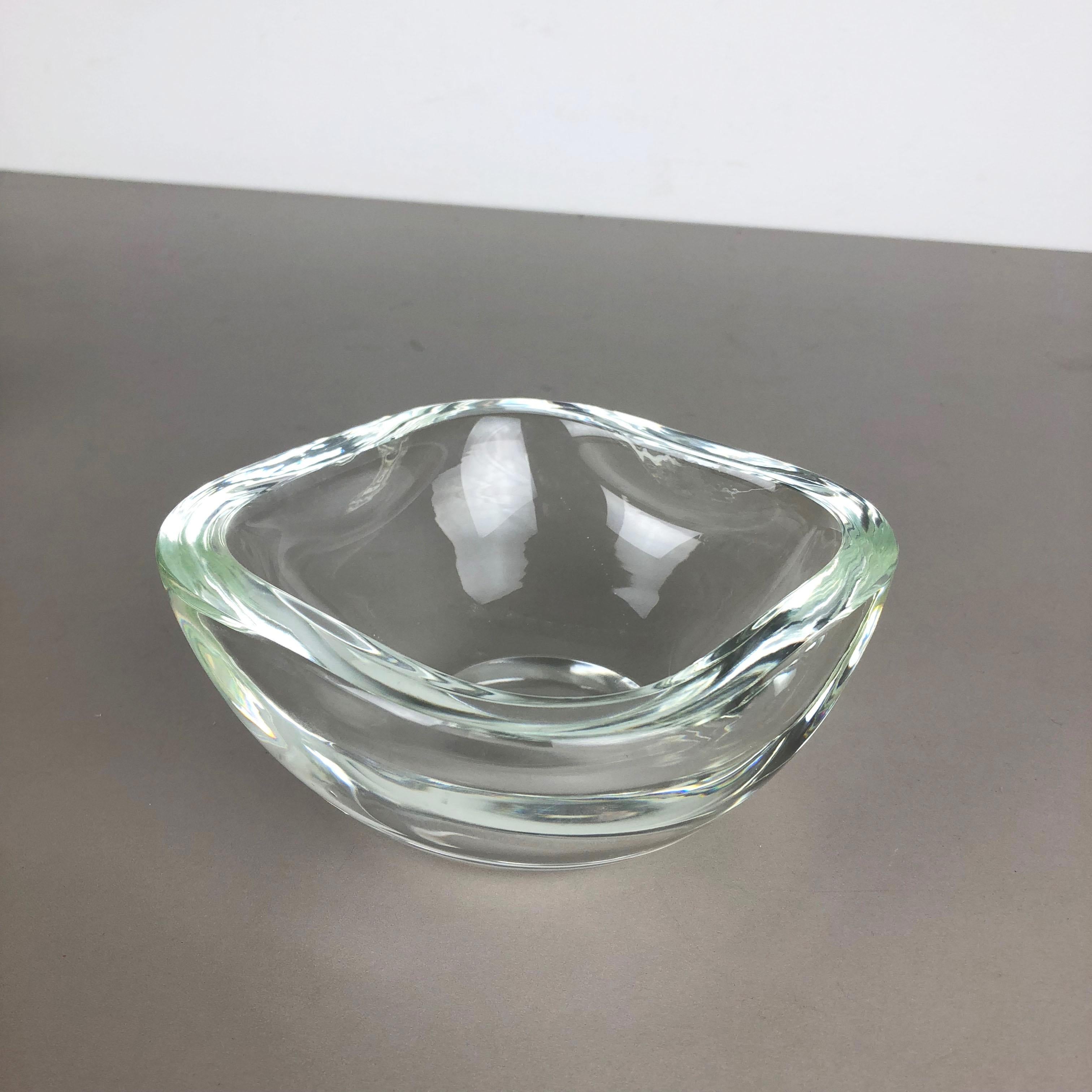 New Old Stock, Murano Heavy Clear Glass Shell Bowl, by Gino Cenedese Italy, 1960 6