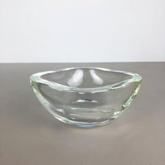 New Old Stock, Murano Heavy Clear Glass Shell Bowl, by Gino Cenedese Italy, 1960