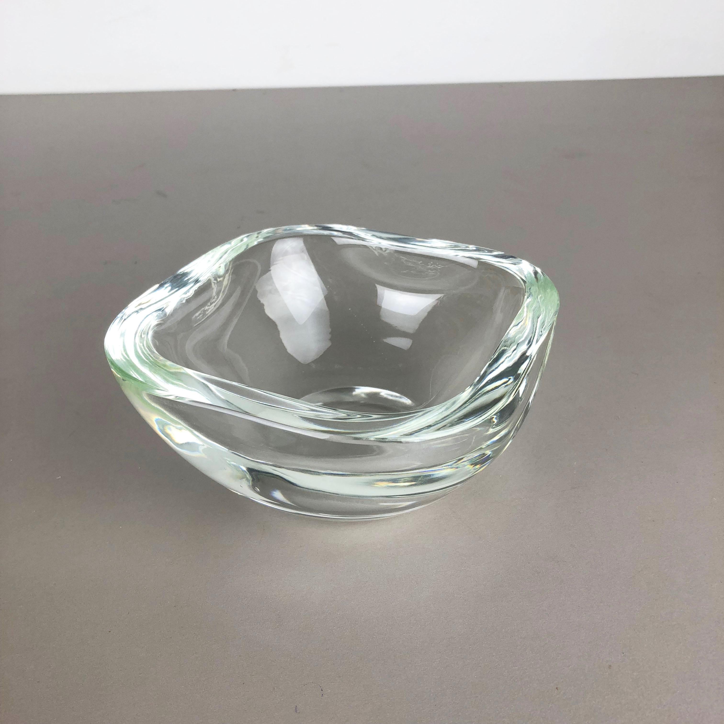 Italian New Old Stock, Murano Heavy Clear Glass Shell Bowl, by Gino Cenedese Italy, 1960