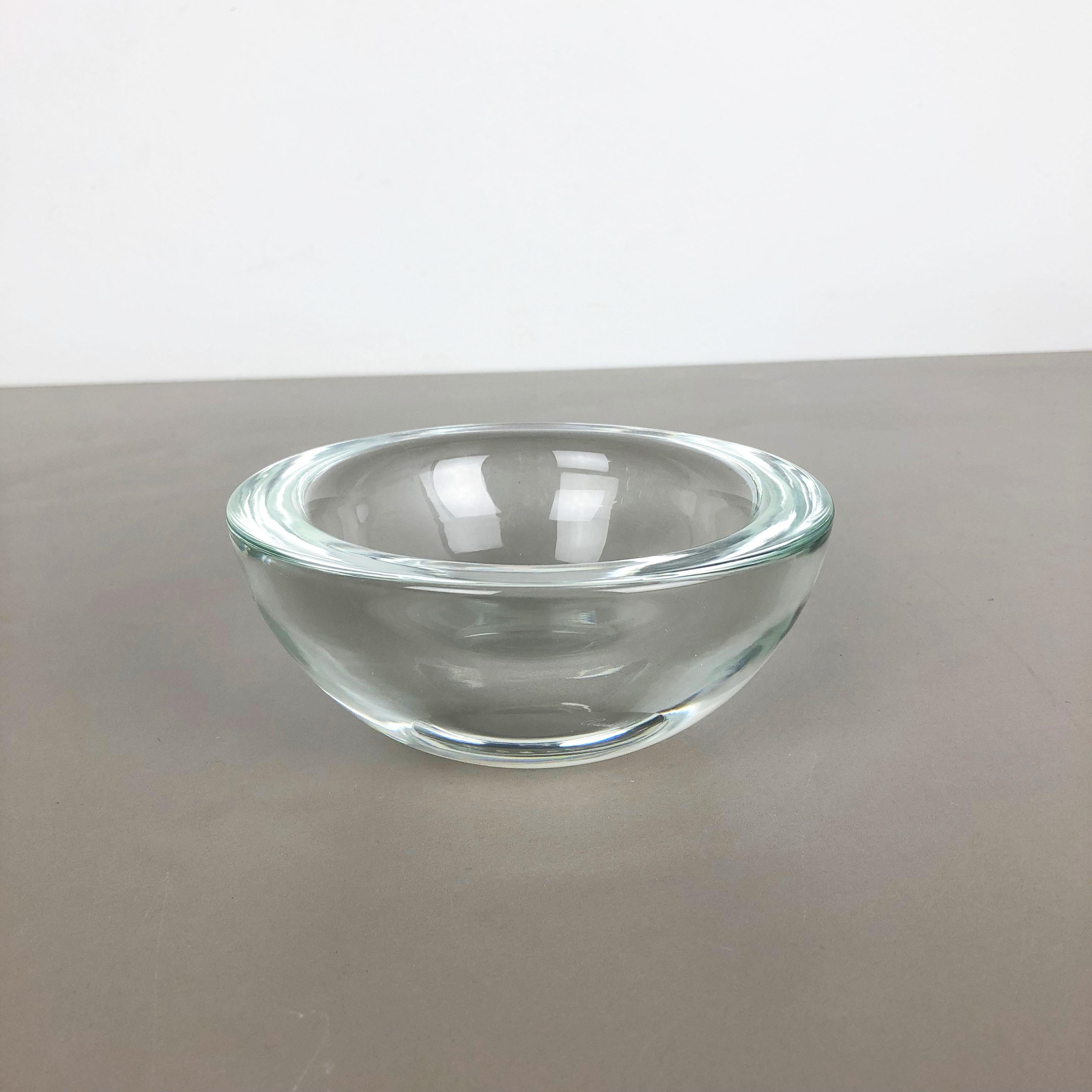 Mid-Century Modern New Old Stock, Murano Heavy Clear Glass Shell Bowl, by Gino Cenedese Italy, 1960