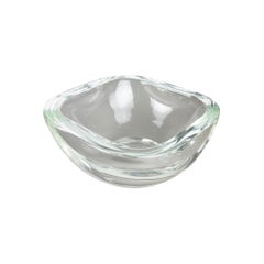 Vintage New Old Stock, Murano Heavy Clear Glass Shell Bowl, by Gino Cenedese Italy, 1960