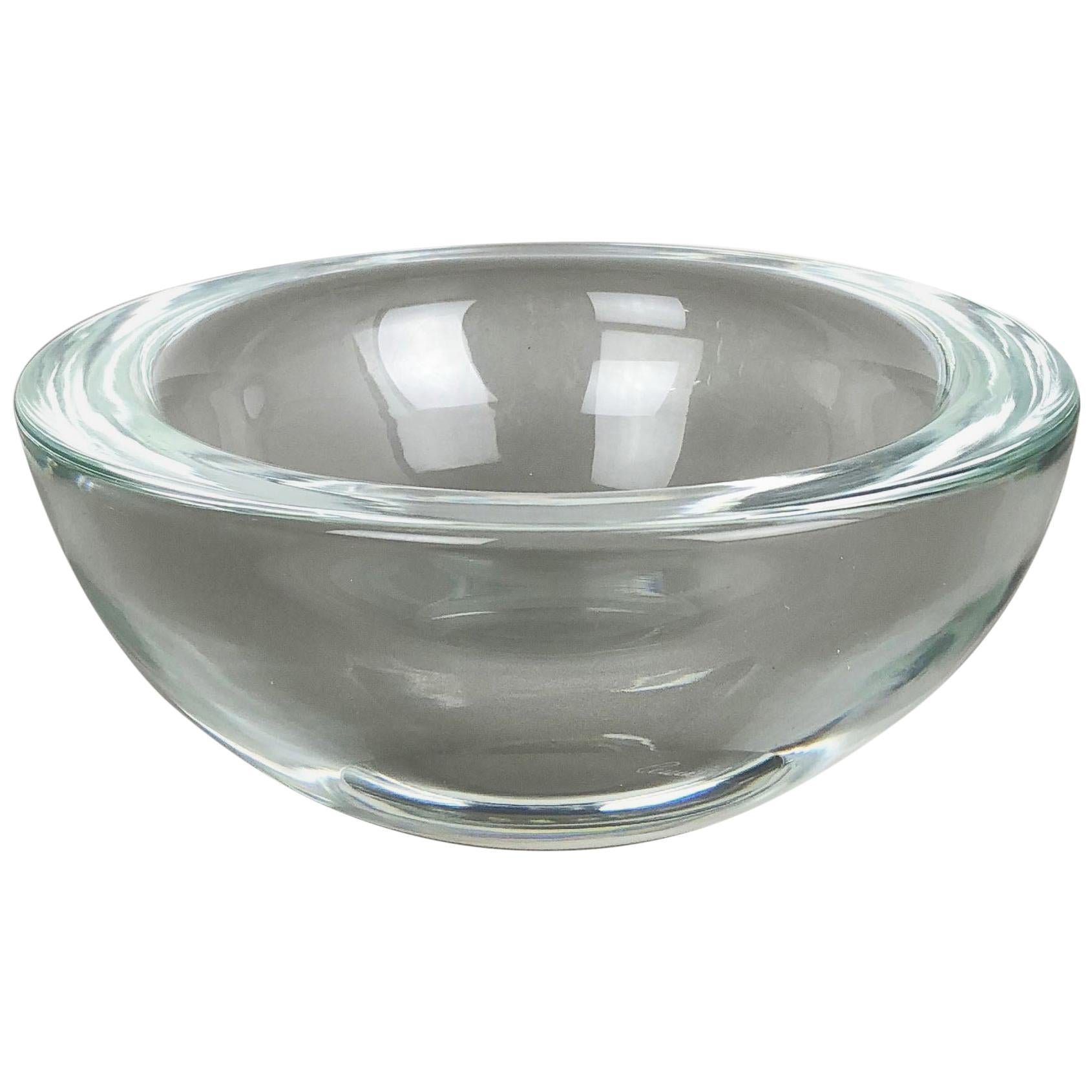 New Old Stock, Murano Heavy Clear Glass Shell Bowl, by Gino Cenedese Italy, 1960