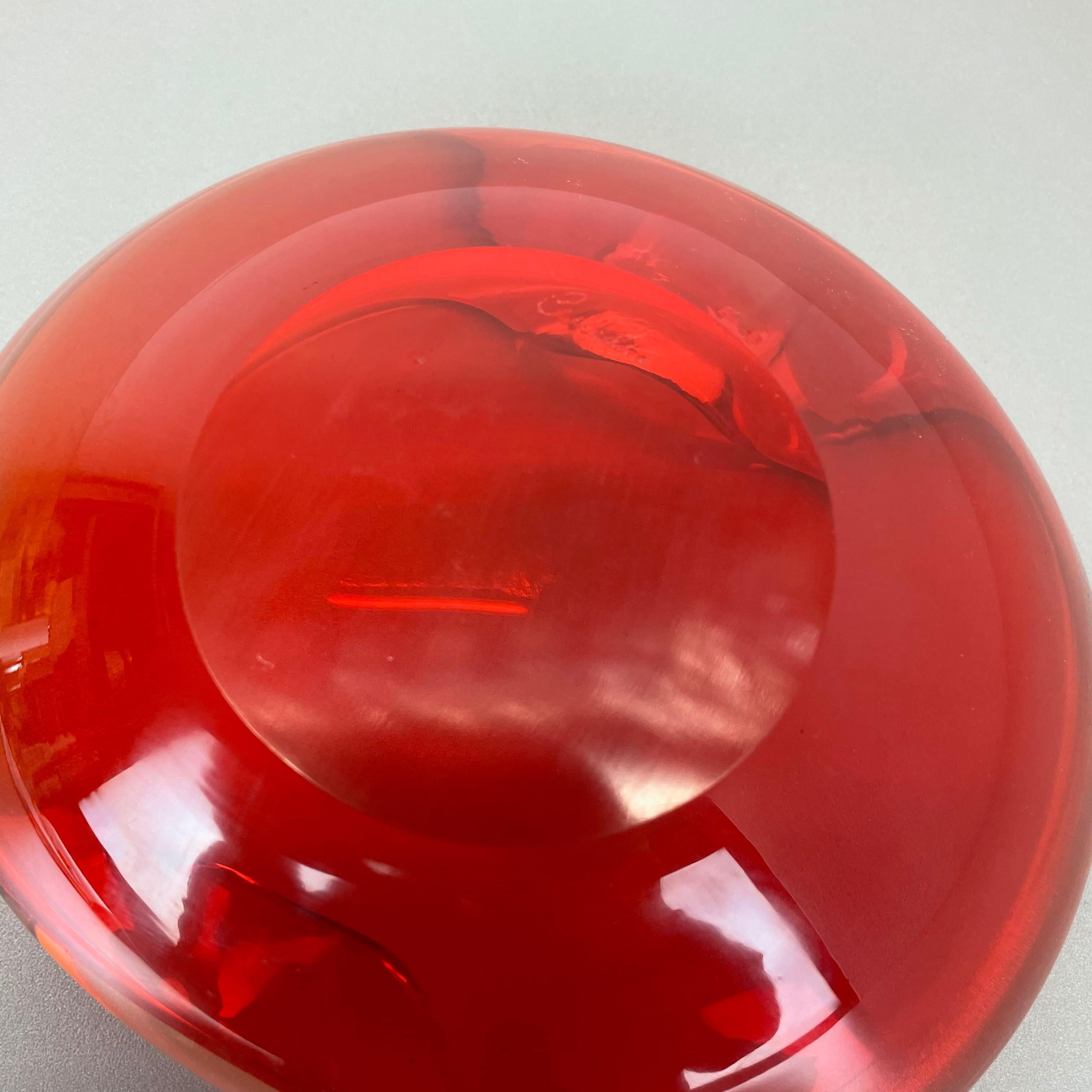 New Old Stock, Murano Red Glass Shell Bowl Antonio da Ros, Cenedese Italy, 1960s 8