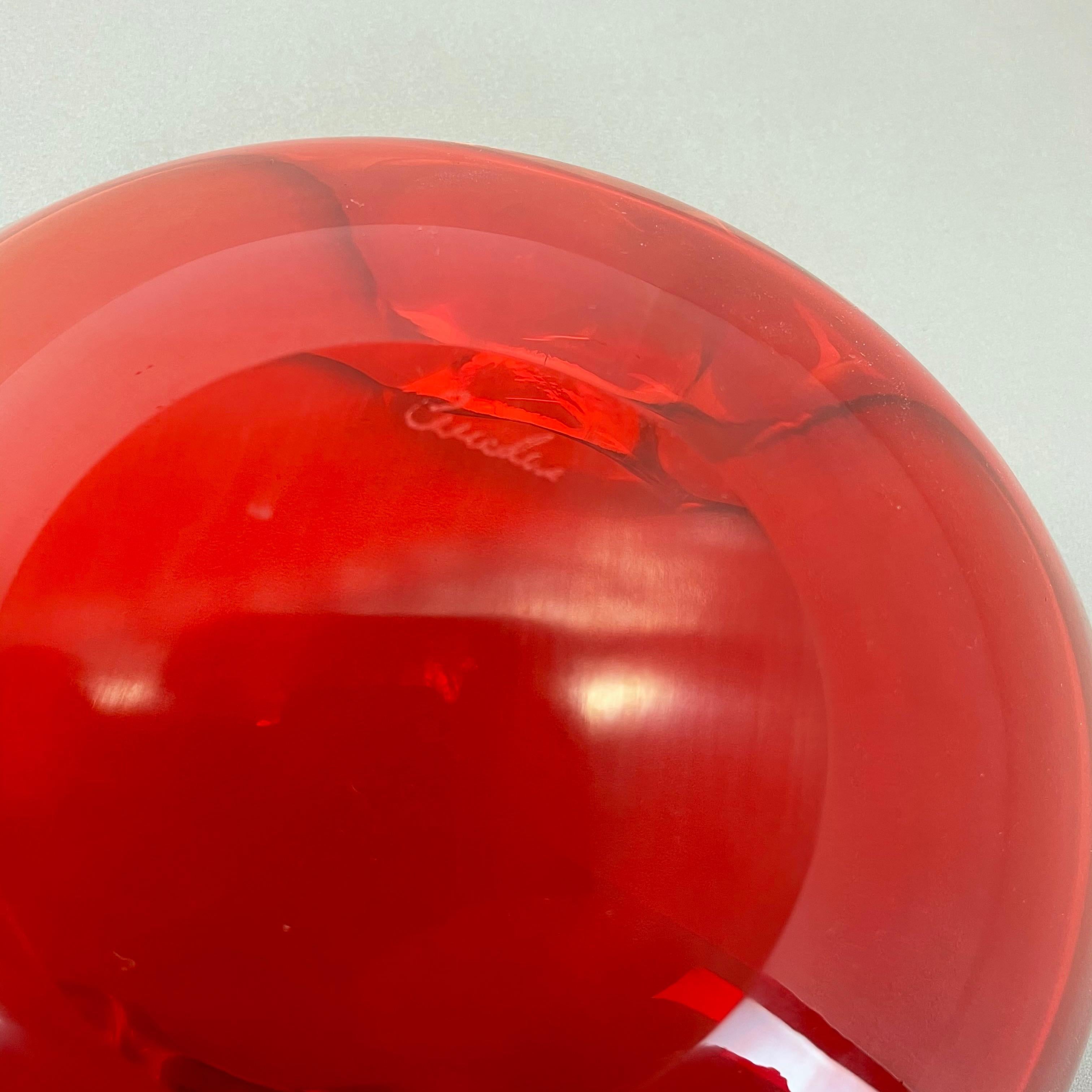 New Old Stock, Murano Red Glass Shell Bowl Antonio da Ros, Cenedese Italy, 1960s 10
