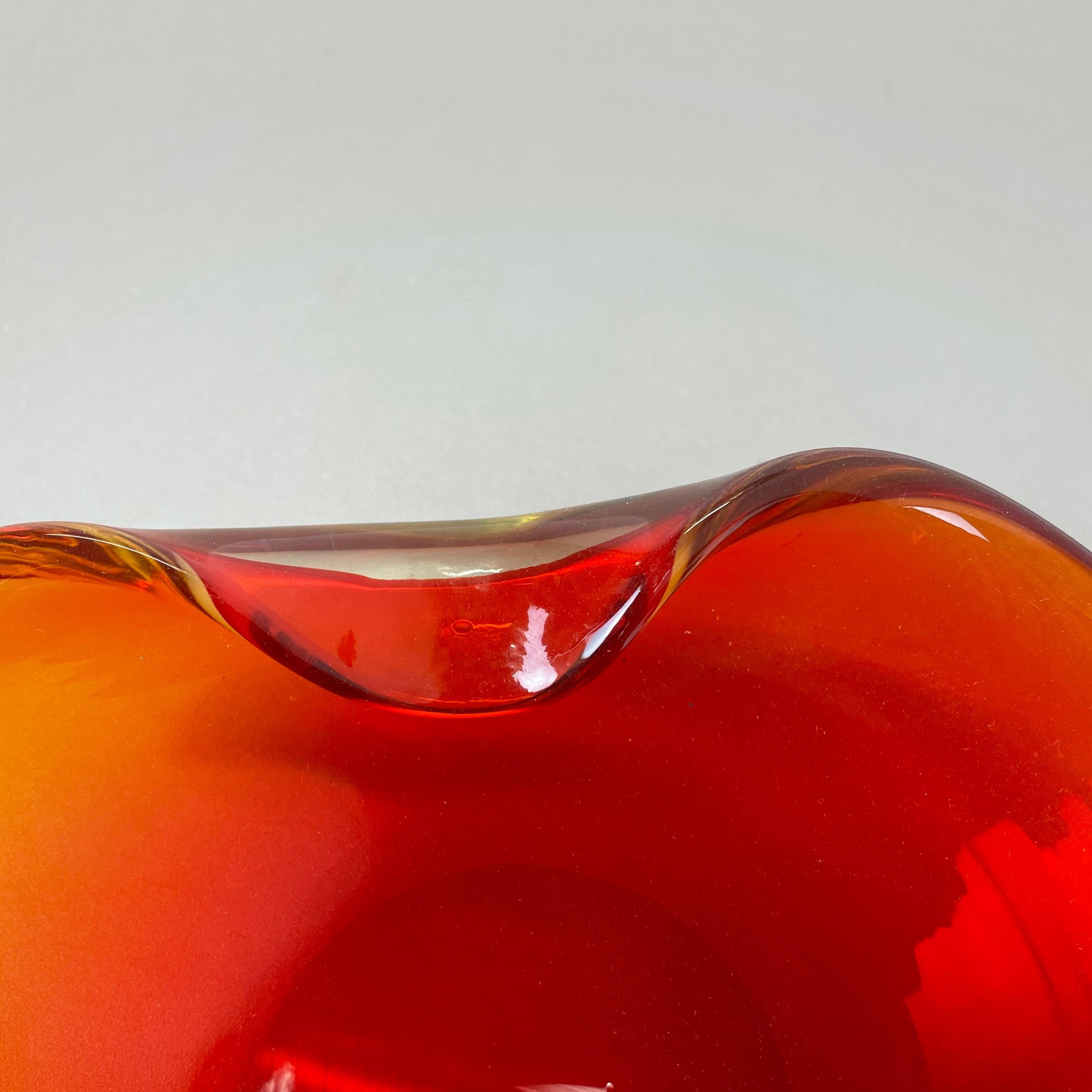 New Old Stock, Murano Red Glass Shell Bowl Antonio da Ros, Cenedese Italy, 1960s 1
