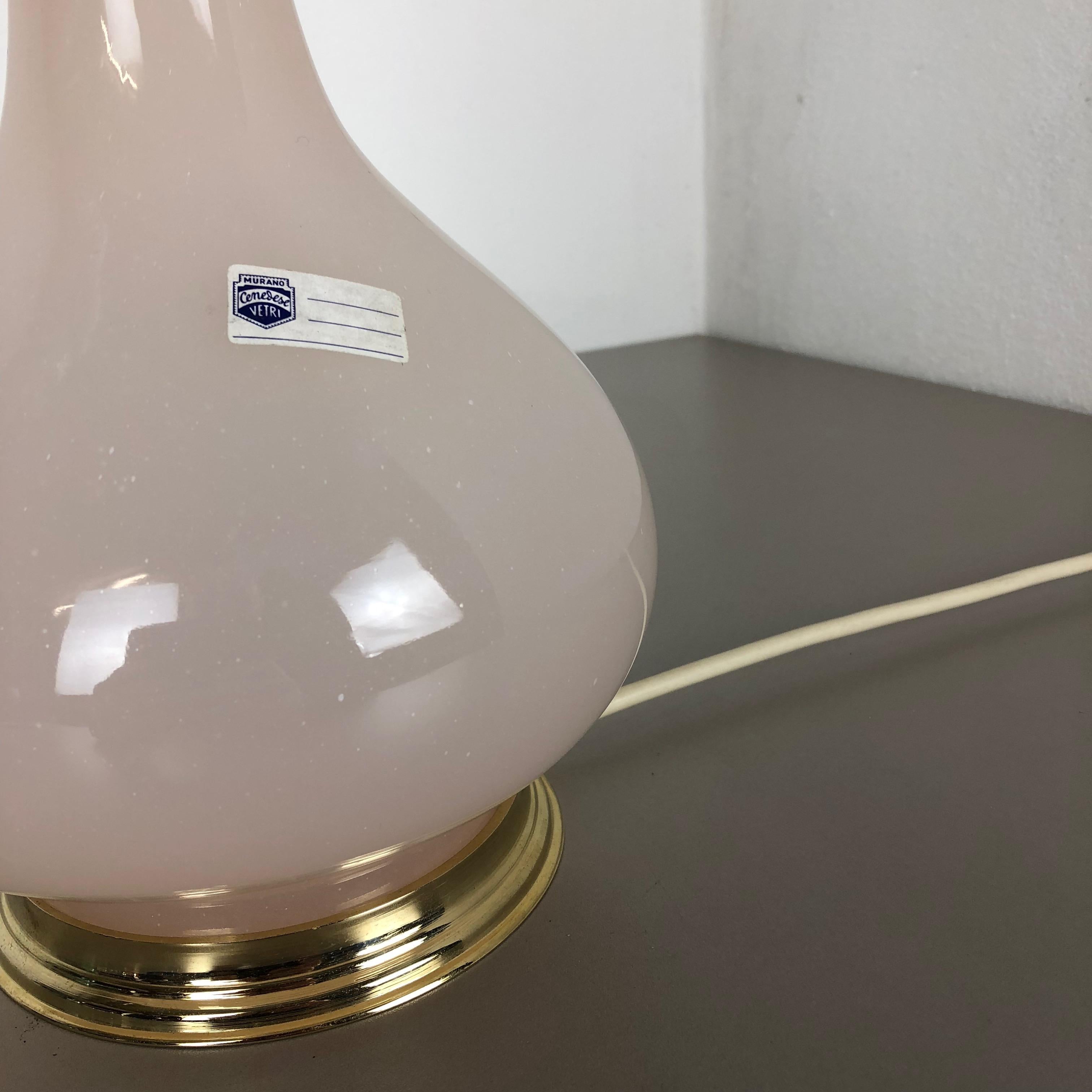 Vecchio stock, Lampada da tavolo in vetro di Murano opalino di Cenedese Vetri, Italia, 1960 5