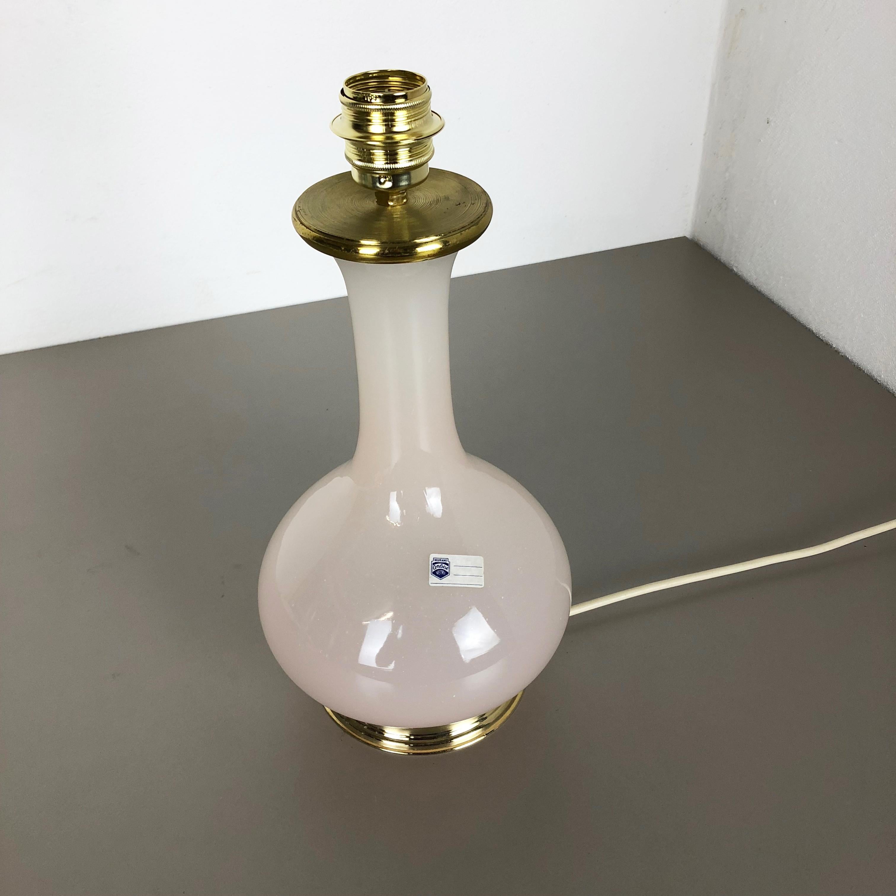 Metal Old Stock, Opaline Murano Glass Table Light by Cenedese Vetri, Italy, 1960 For Sale