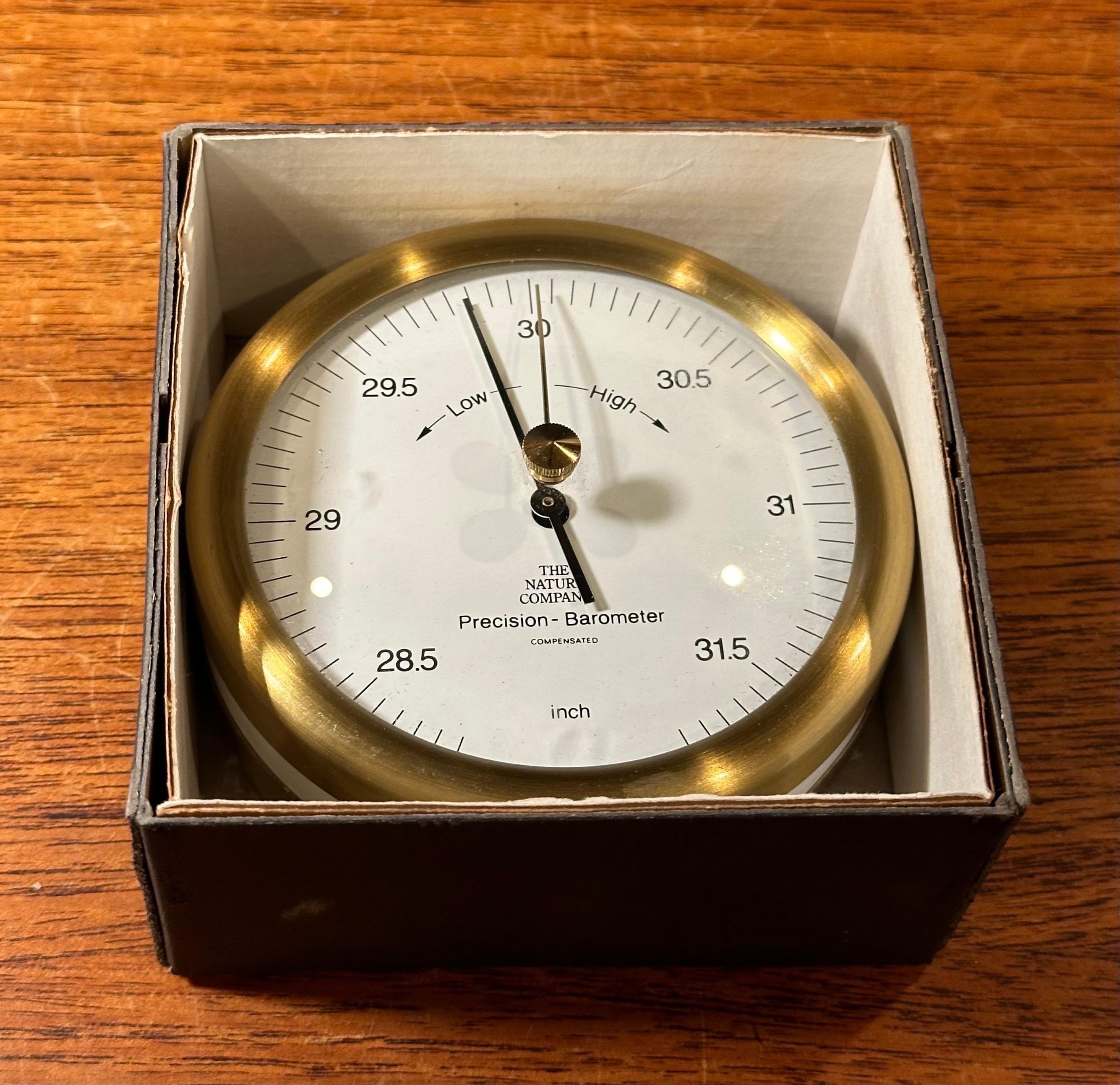 Mid-Century Modern New / Old Stock Precision Wall Barometer in Brass by The Nature Company For Sale
