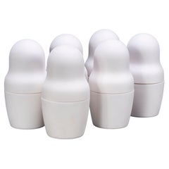 New Old Stock Raw Ceramic - Set de quatre poupées russes blanches
