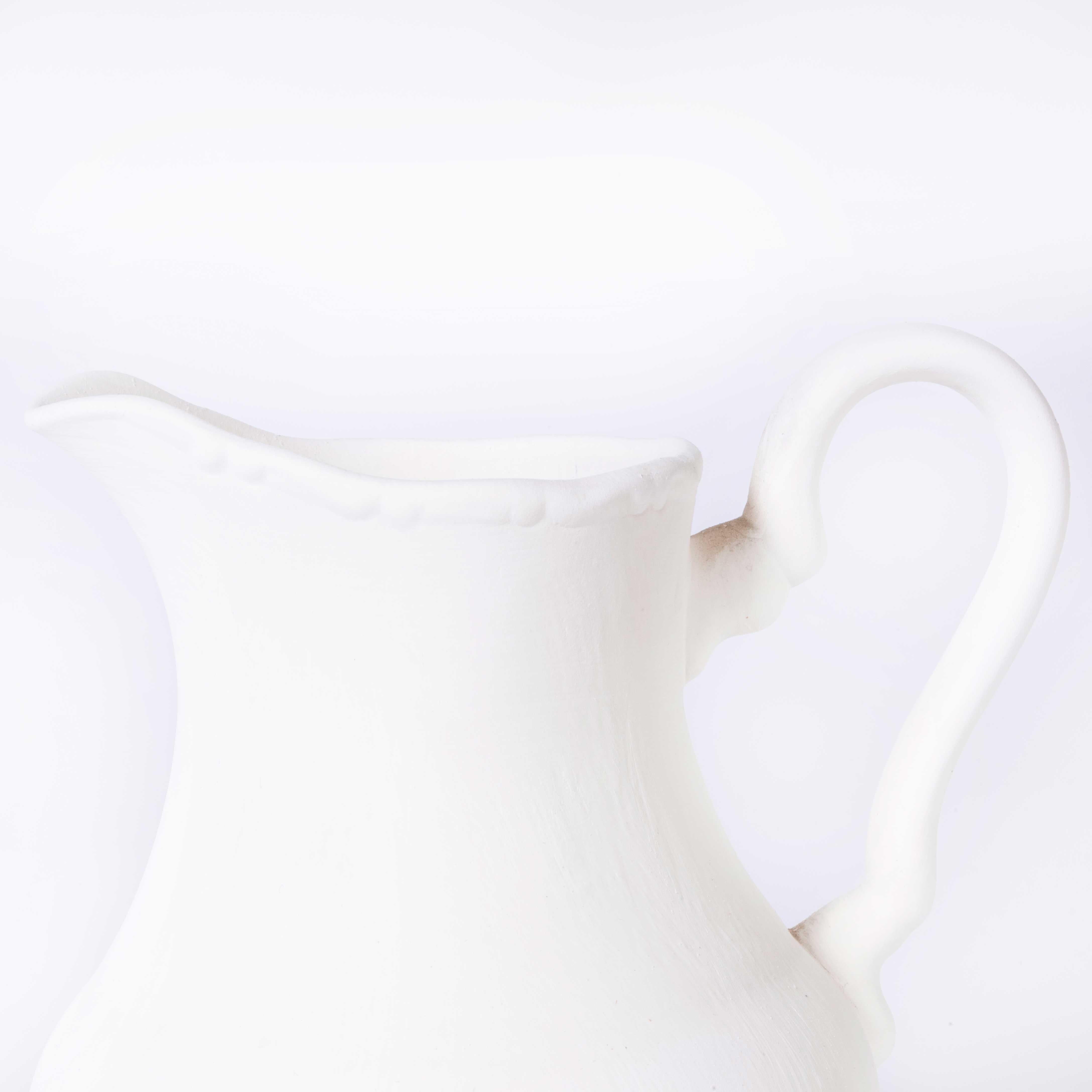 19th Century New Old Stock Raw Ceramic Small White Jug For Sale