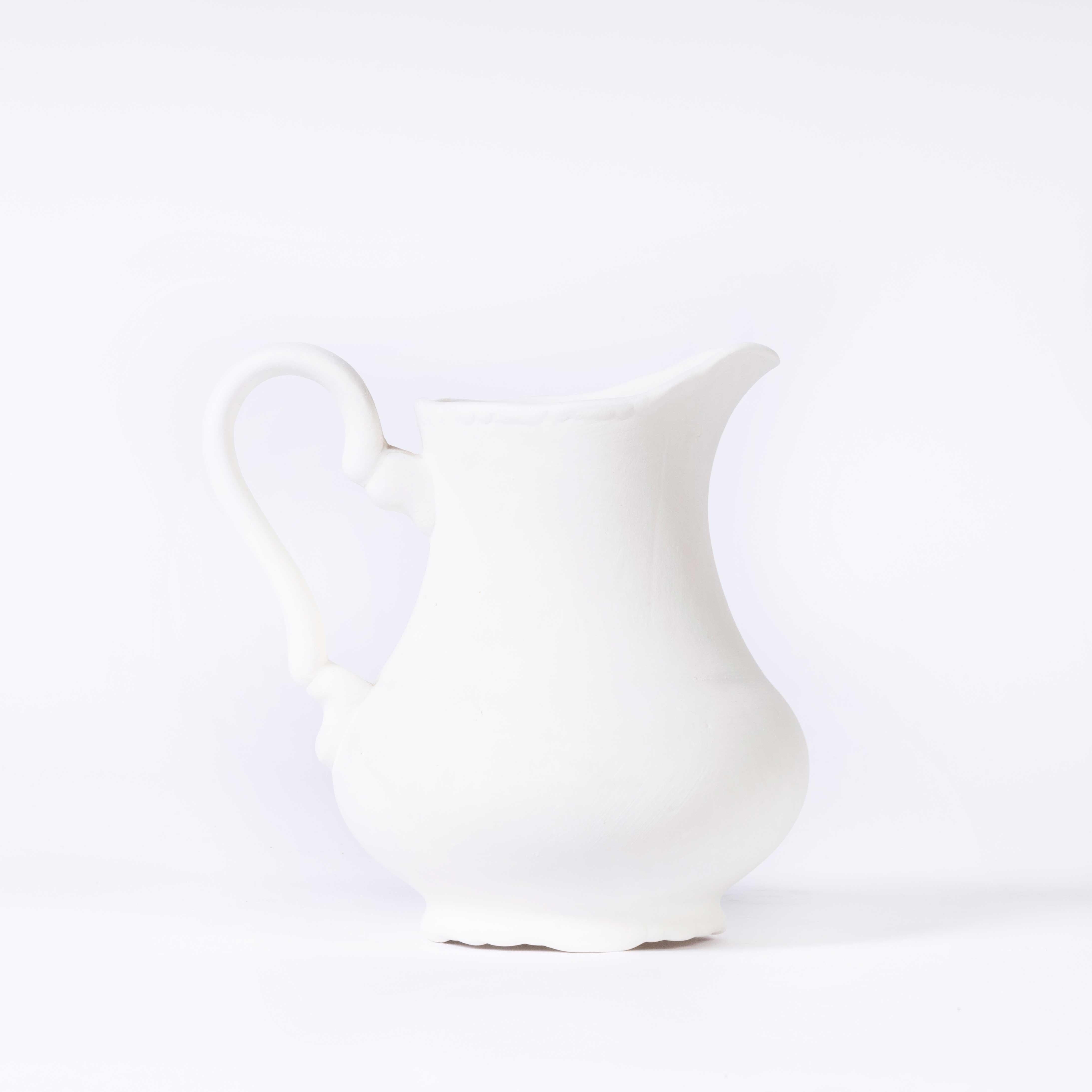 New Old Stock Raw Ceramic Small White Jug For Sale 3