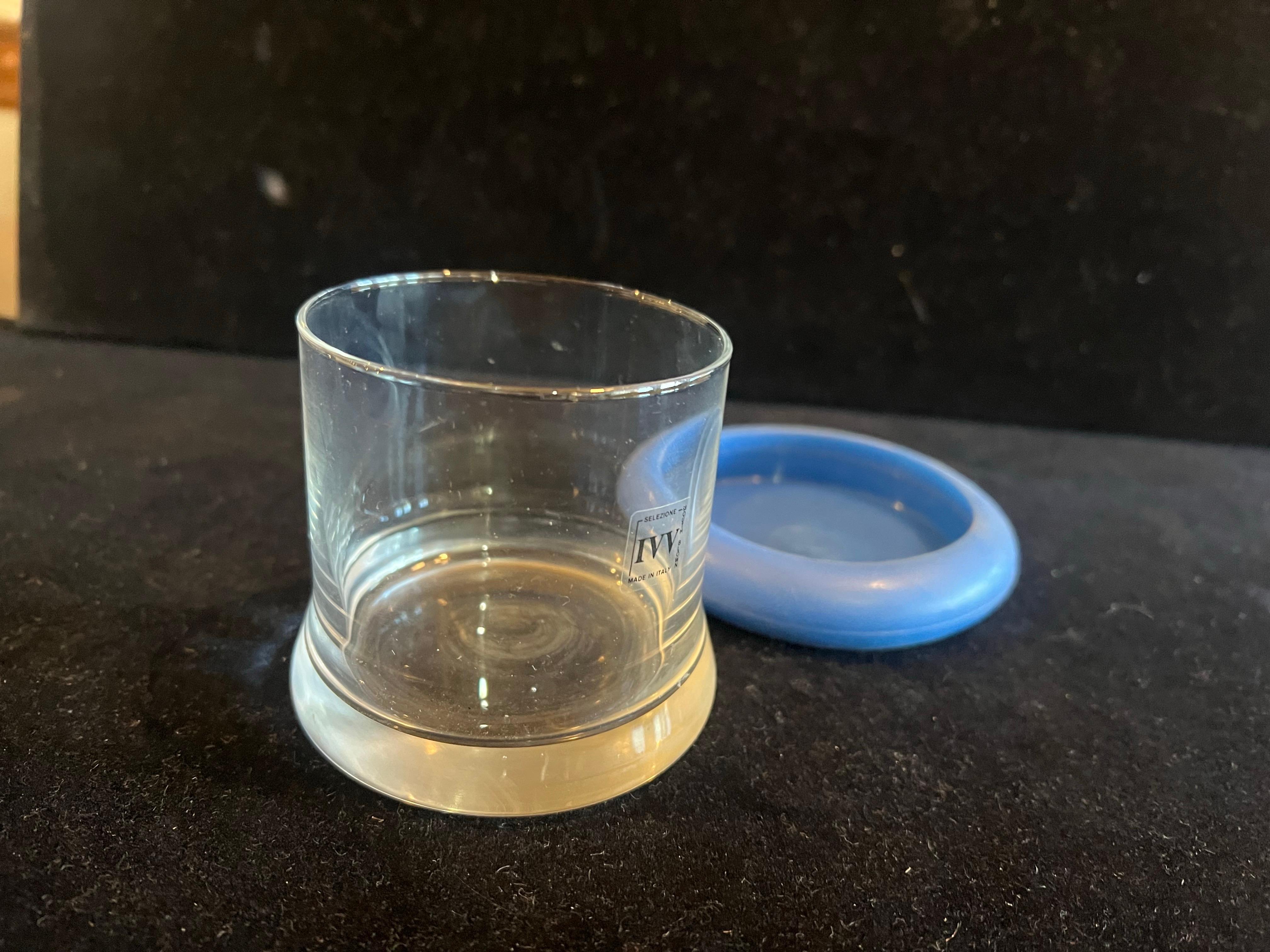 20th Century New Old stock Set of 4 Postmodern Mouth blown & Rubber Glasses by IVV Italia For Sale