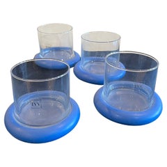 New Old stock Set of 4 Postmodern Mouth blown & Rubber Glasses by IVV Italia
