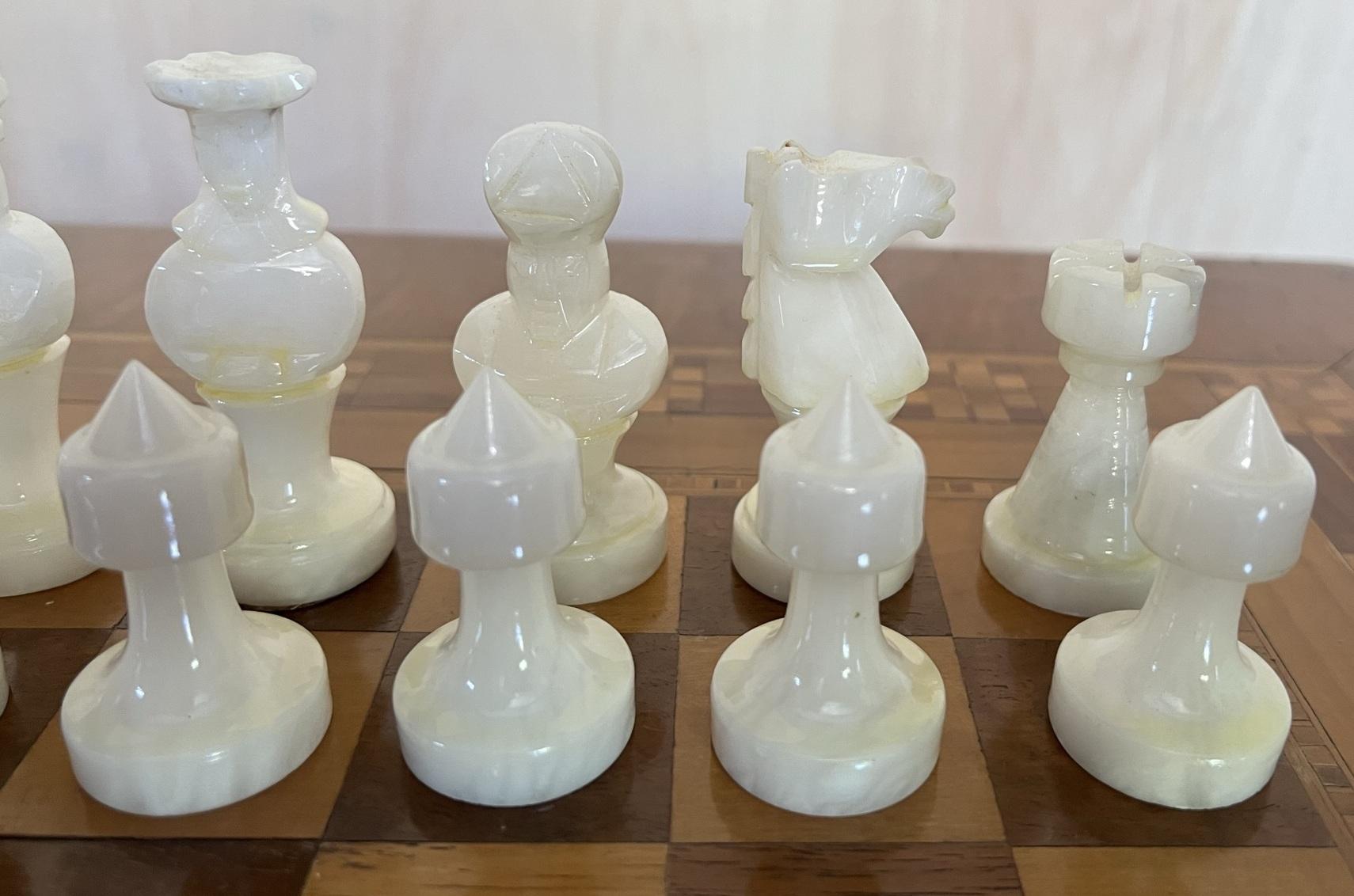 New Old Stock Vintage 50 Year Old Marble Chess Set and Original Box Nos 10