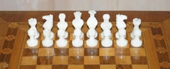 Ensemble d'échecs en marbre vieux de 50 ans et boîtes d'origine, neuf et en stock ancien