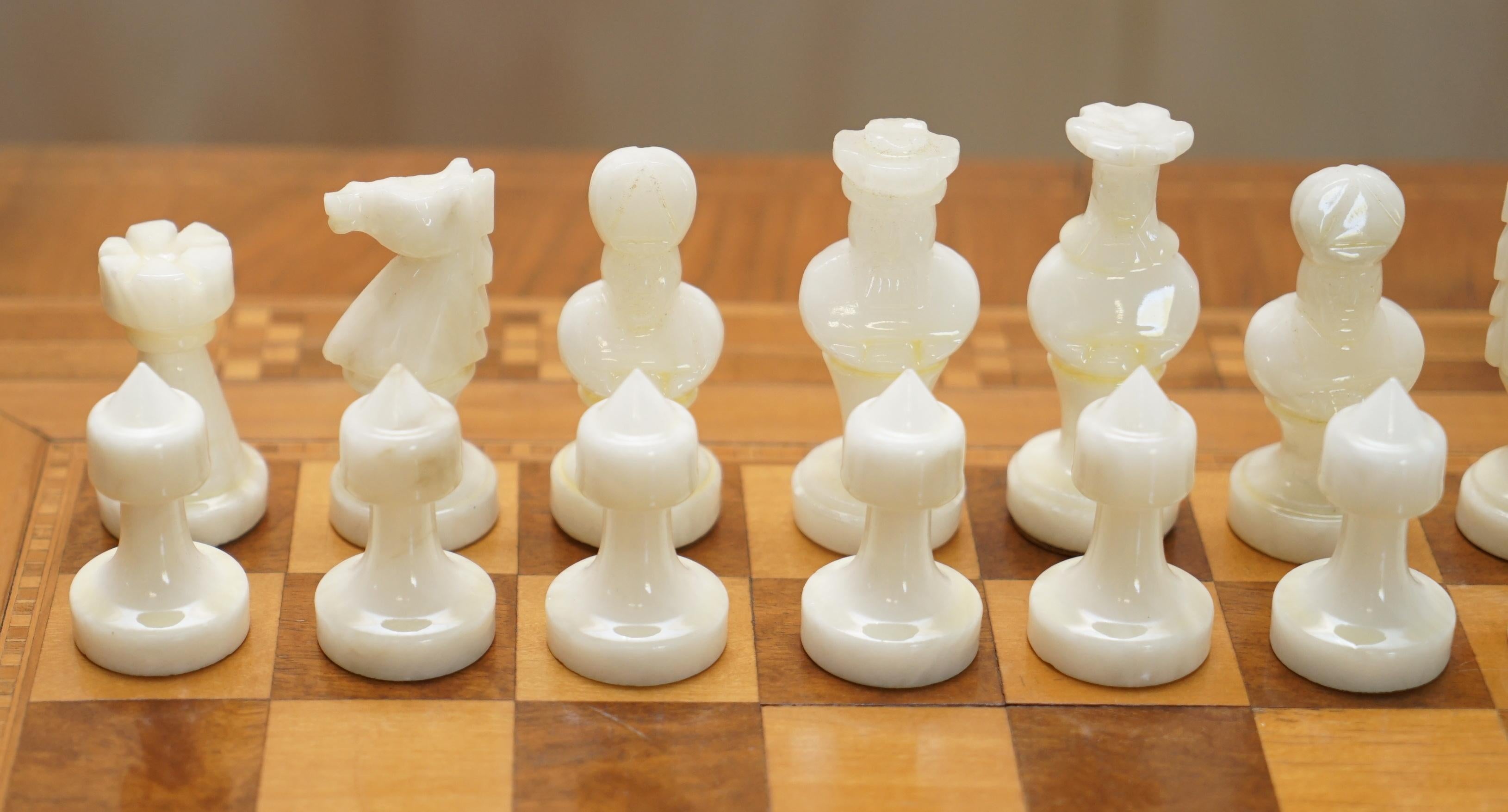 Mid-Century Modern New Old Stock Vintage 50 Year Old Marble Chess Set and Original Box Nos