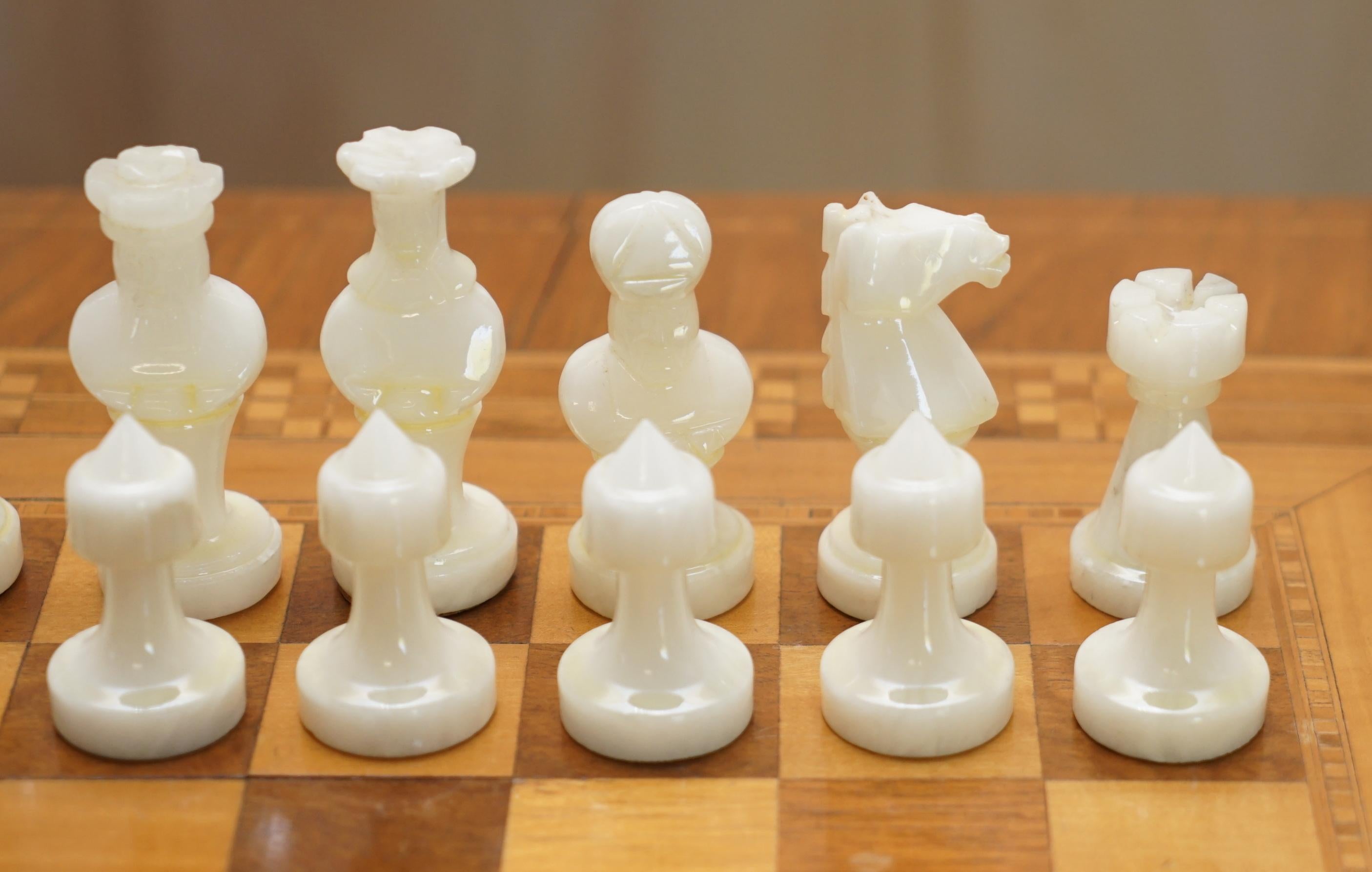 Hand-Crafted New Old Stock Vintage 50 Year Old Marble Chess Set and Original Box Nos