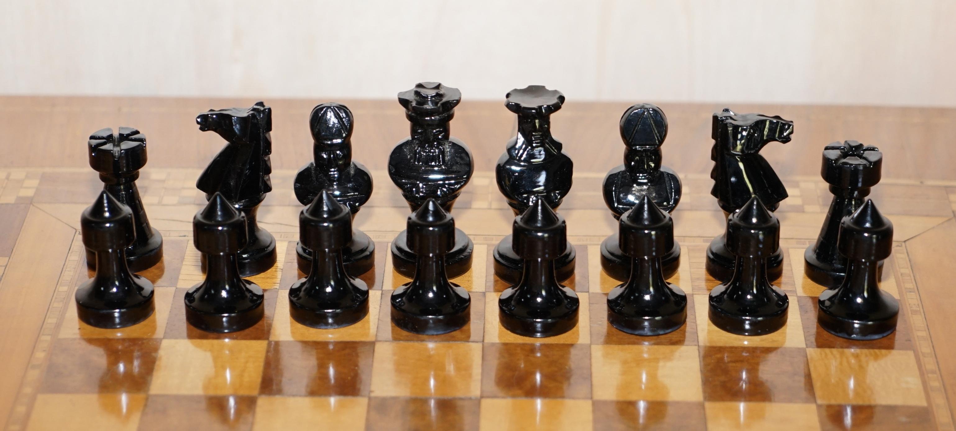 20th Century New Old Stock Vintage 50 Year Old Marble Chess Set and Original Box Nos