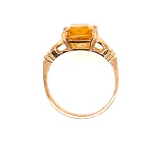 Retro Citrine Ring 3ct Emerald Cut New Old Stock Original 1940's Antique Gold