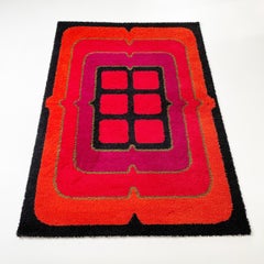 New Old Stock Wool Rya Rug Tapestry "POP ART" Hojer Eksport Wilton 1970s Denmark