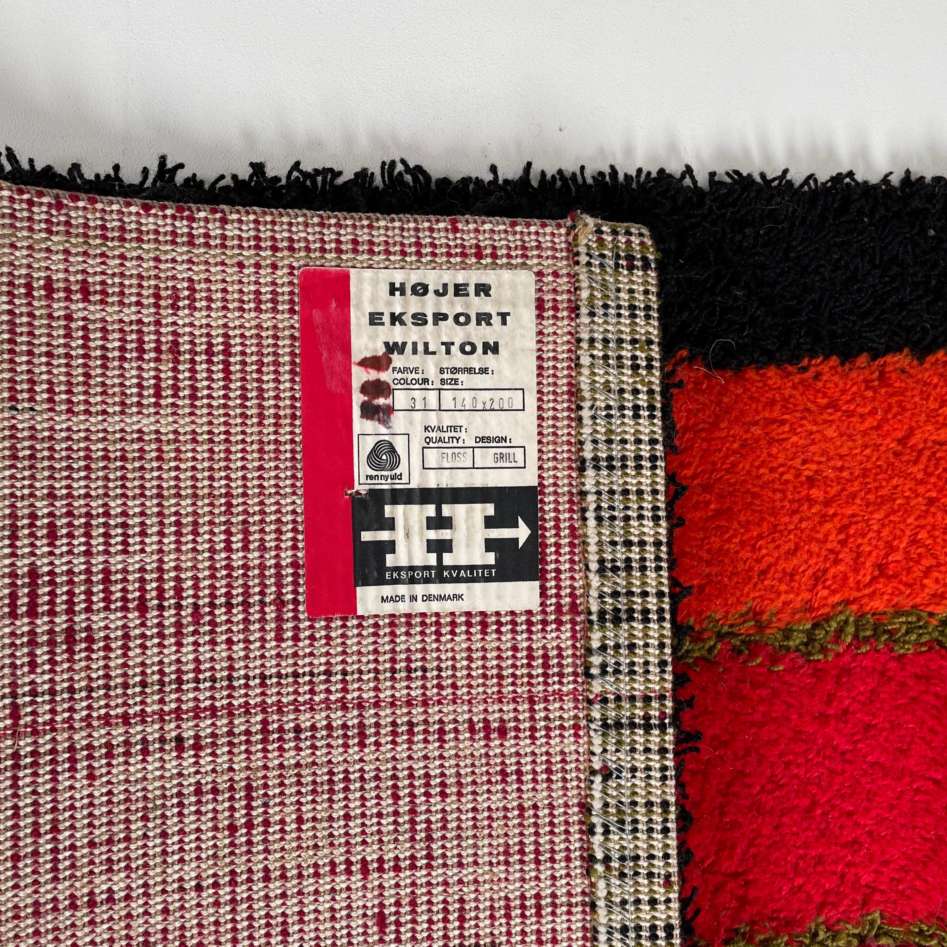 Mid-Century Modern New Old Stock Wool Rya Rug Tapestry 