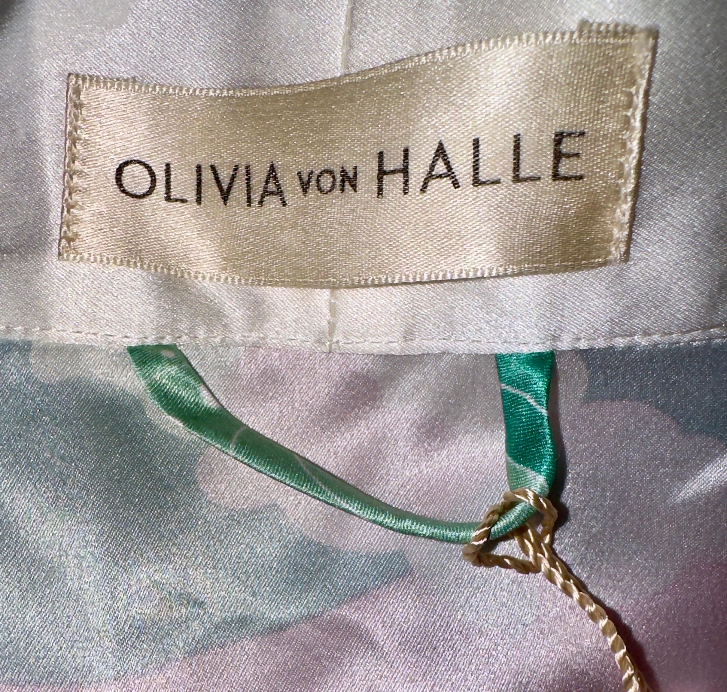 Olivia von Halle Blush Robe de soirée en soie imprimée japonaise Robe kimono OS en vente 6