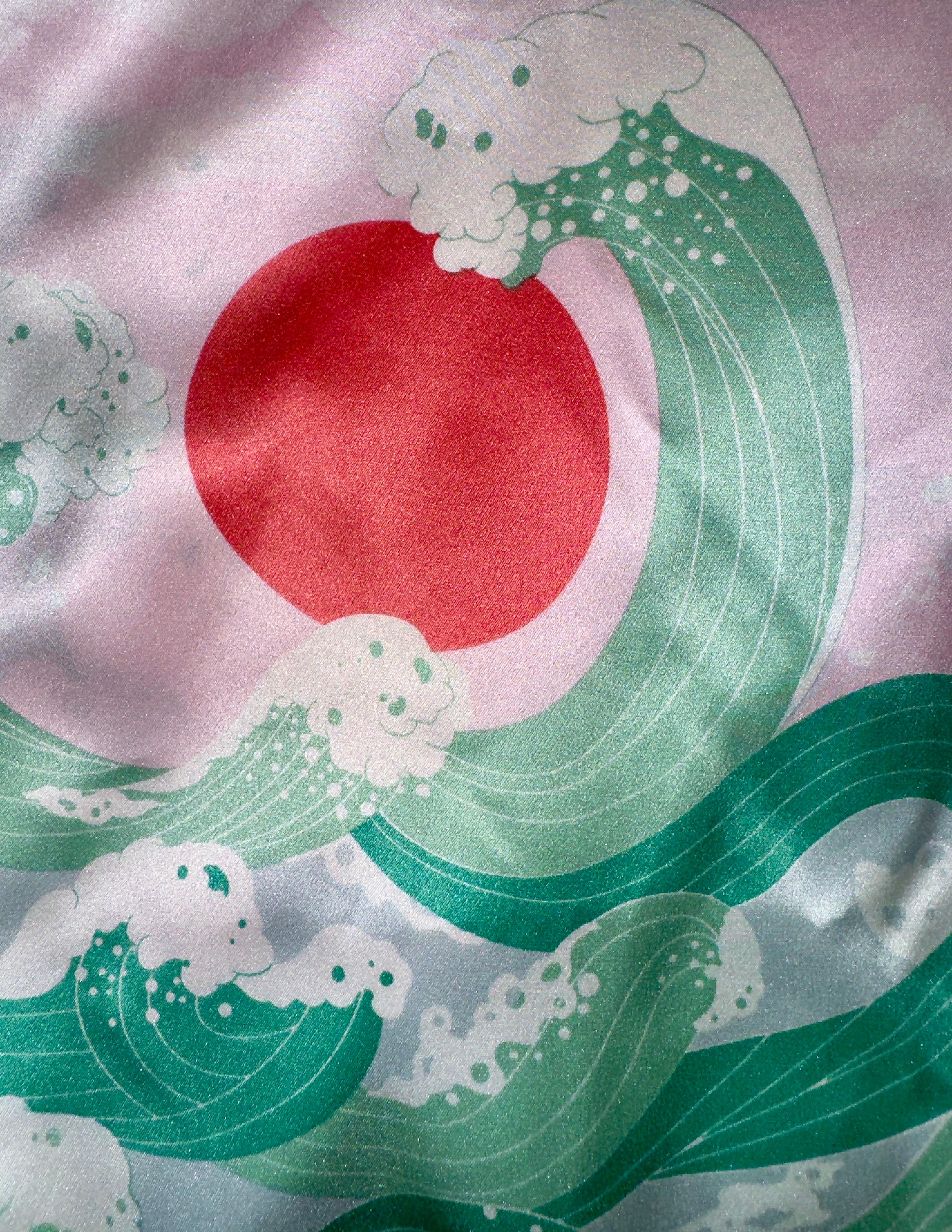 NEW Olivia von Halle Blush Japanese Print Silk Dressing Gown Kimono Robe OS For Sale 2