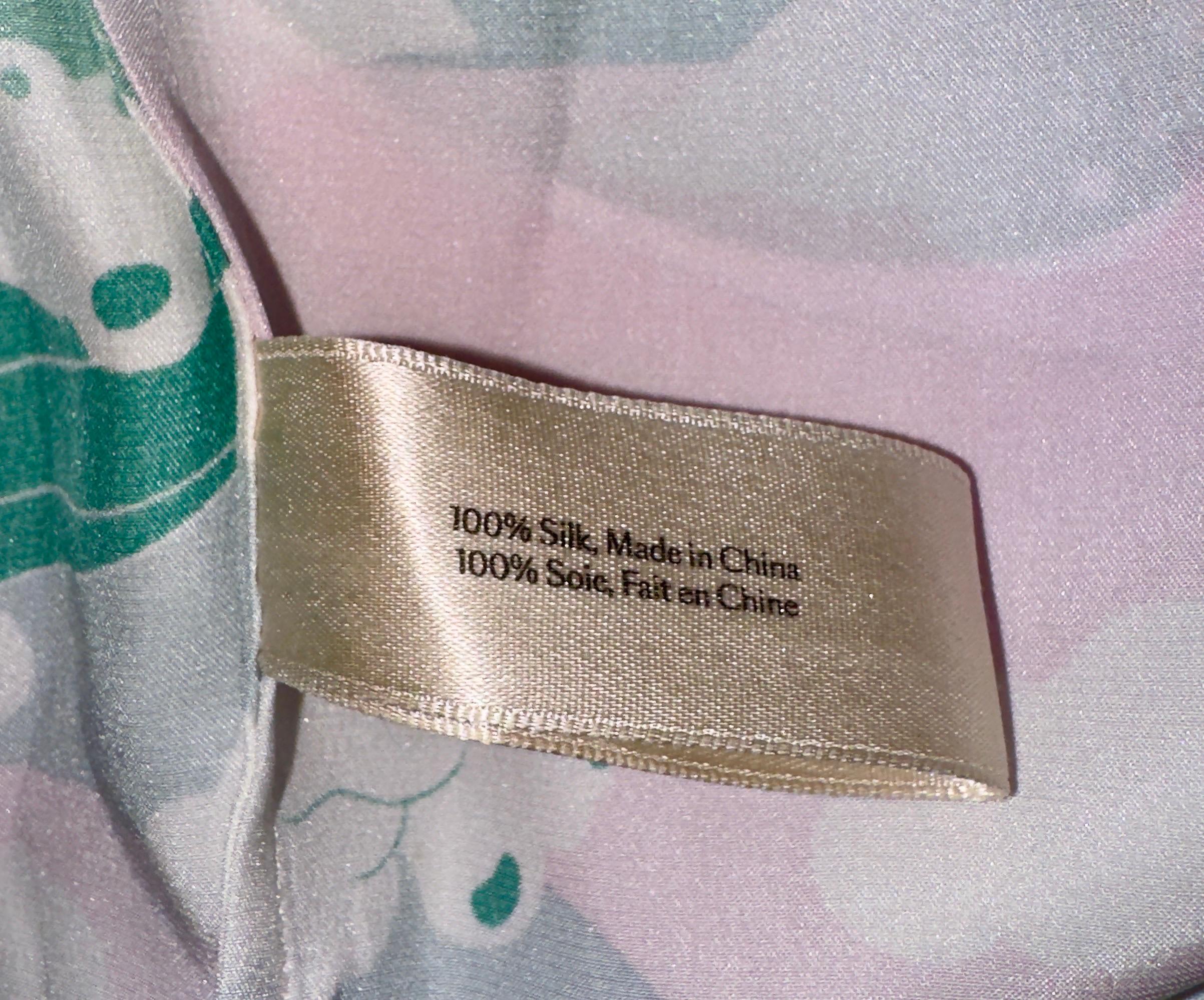 NEW Olivia von Halle Blush Japanese Print Silk Dressing Gown Kimono Robe OS For Sale 4