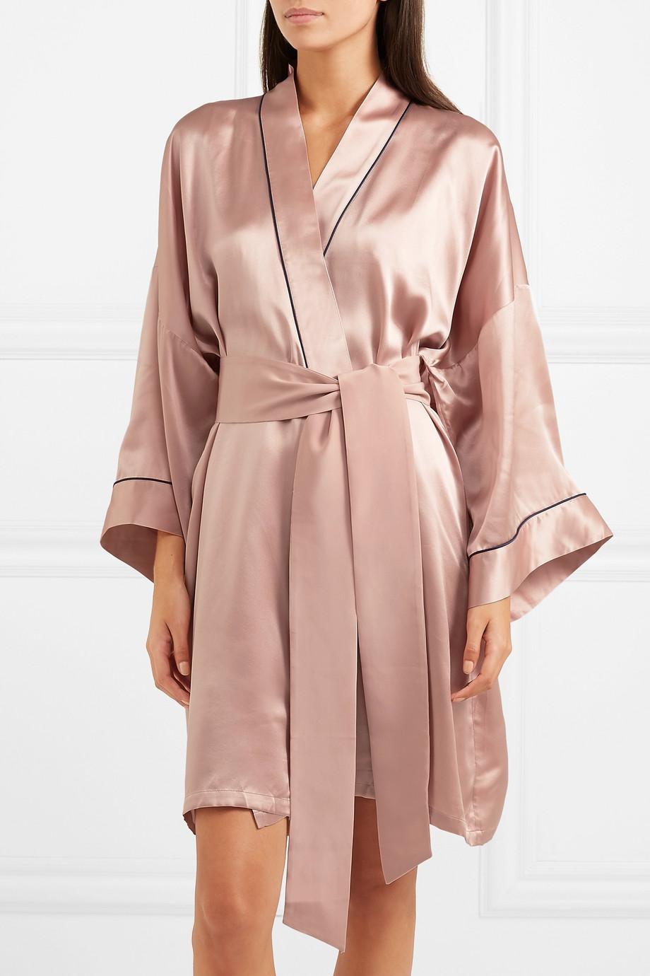 NEW Olivia von Halle Blush Silk Dressing Gown Japanese Kimono Robe OS For Sale 8