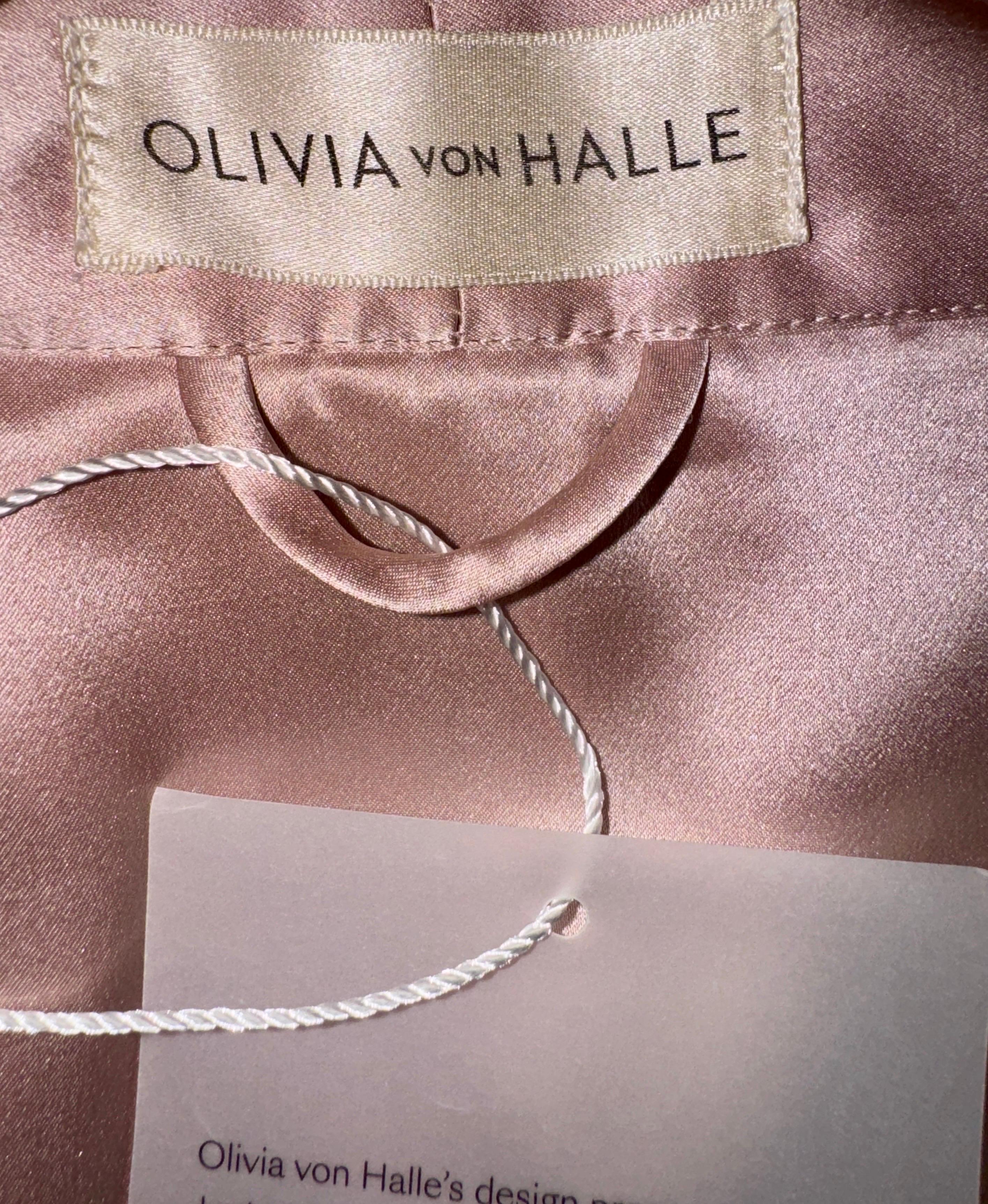 NEW Olivia von Halle Blush Silk Dressing Gown Japanese Kimono Robe OS For Sale 1