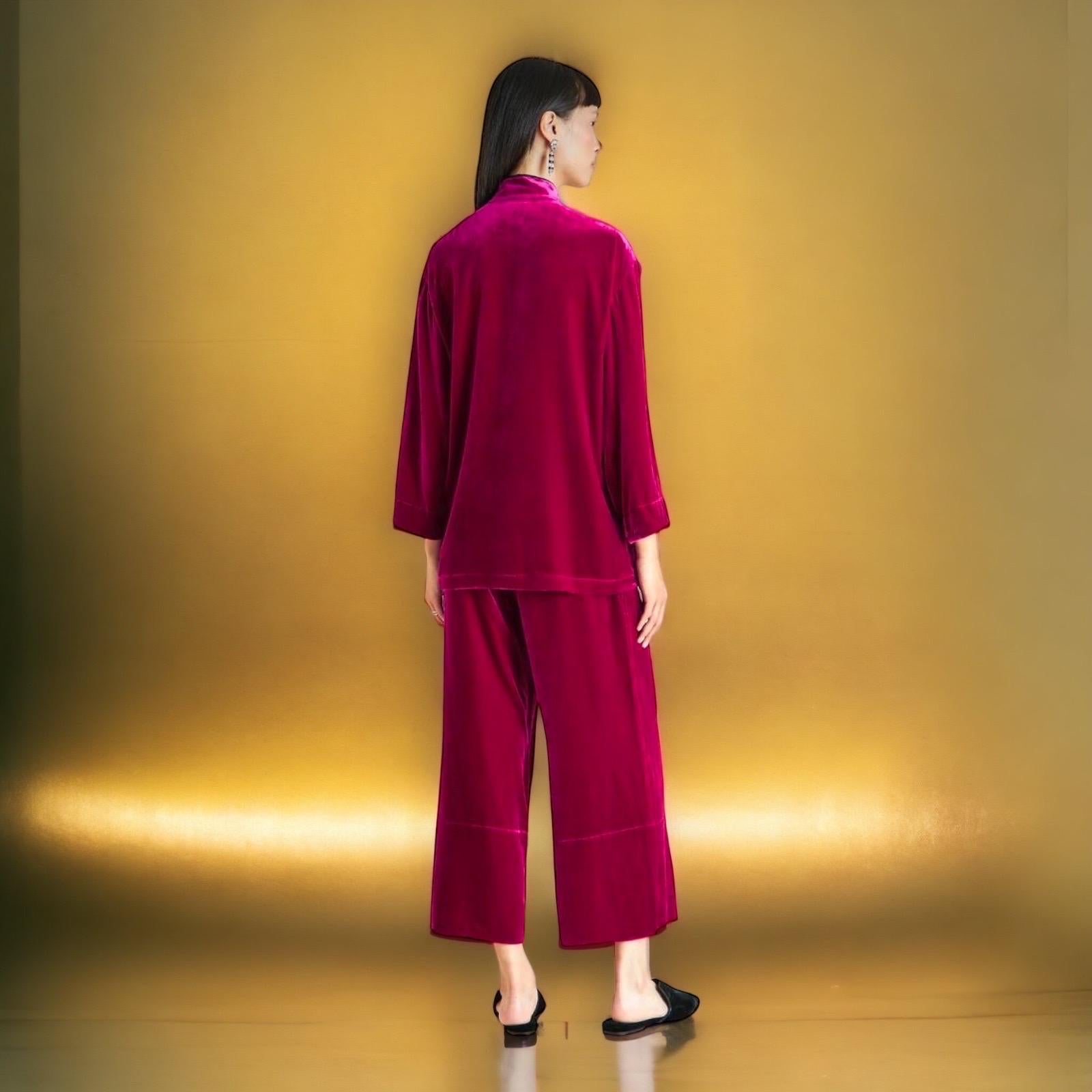 NEW Olivia Von Halle Chinese-Inspired Velvet Loungewear Homewear Suit M For Sale 7
