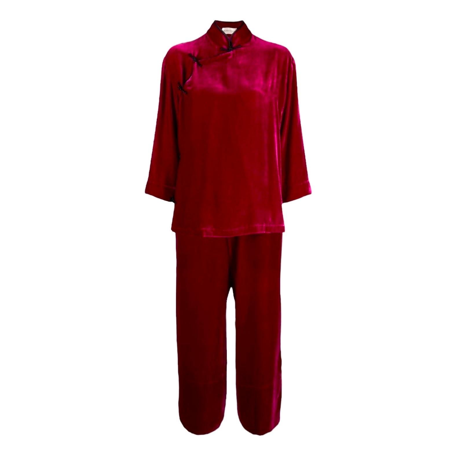 NEW Olivia Von Halle Chinese-Inspired Velvet Loungewear Homewear Suit S For Sale