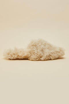 NEW Olivia von Halle Natural Beige Merino Fur Style Limited Edition Slippers 37