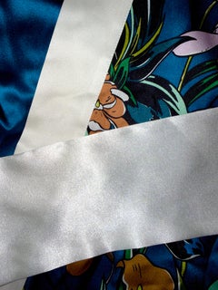 NEW Olivia von Halle Floral Print Silk Dressing Gown Japanese Style Kimono Robe