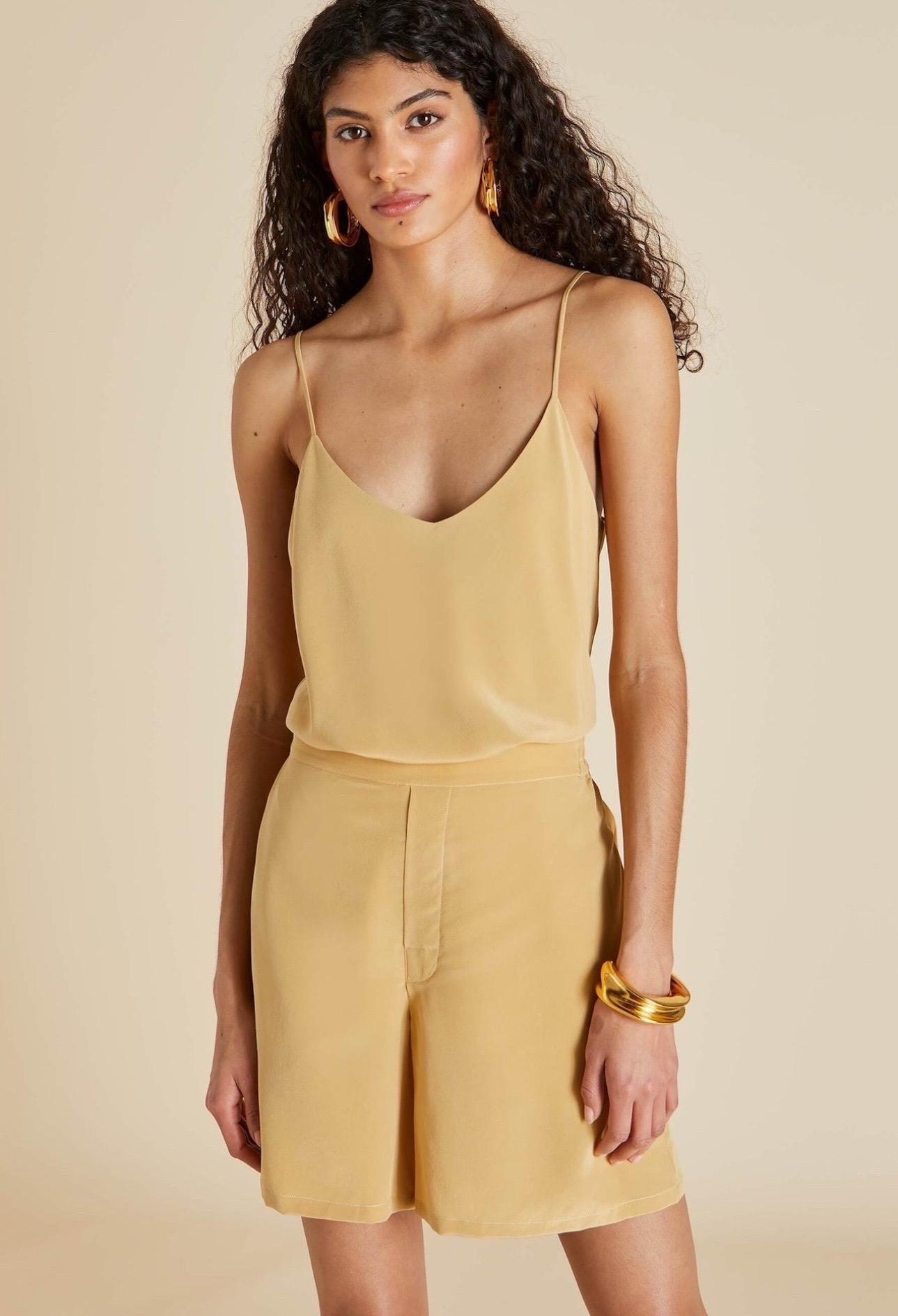 De las mujeres NUEVO Olivia Von Halle Top de seda dorada Pantalones Resort Ocio Salón Conjunto S en venta