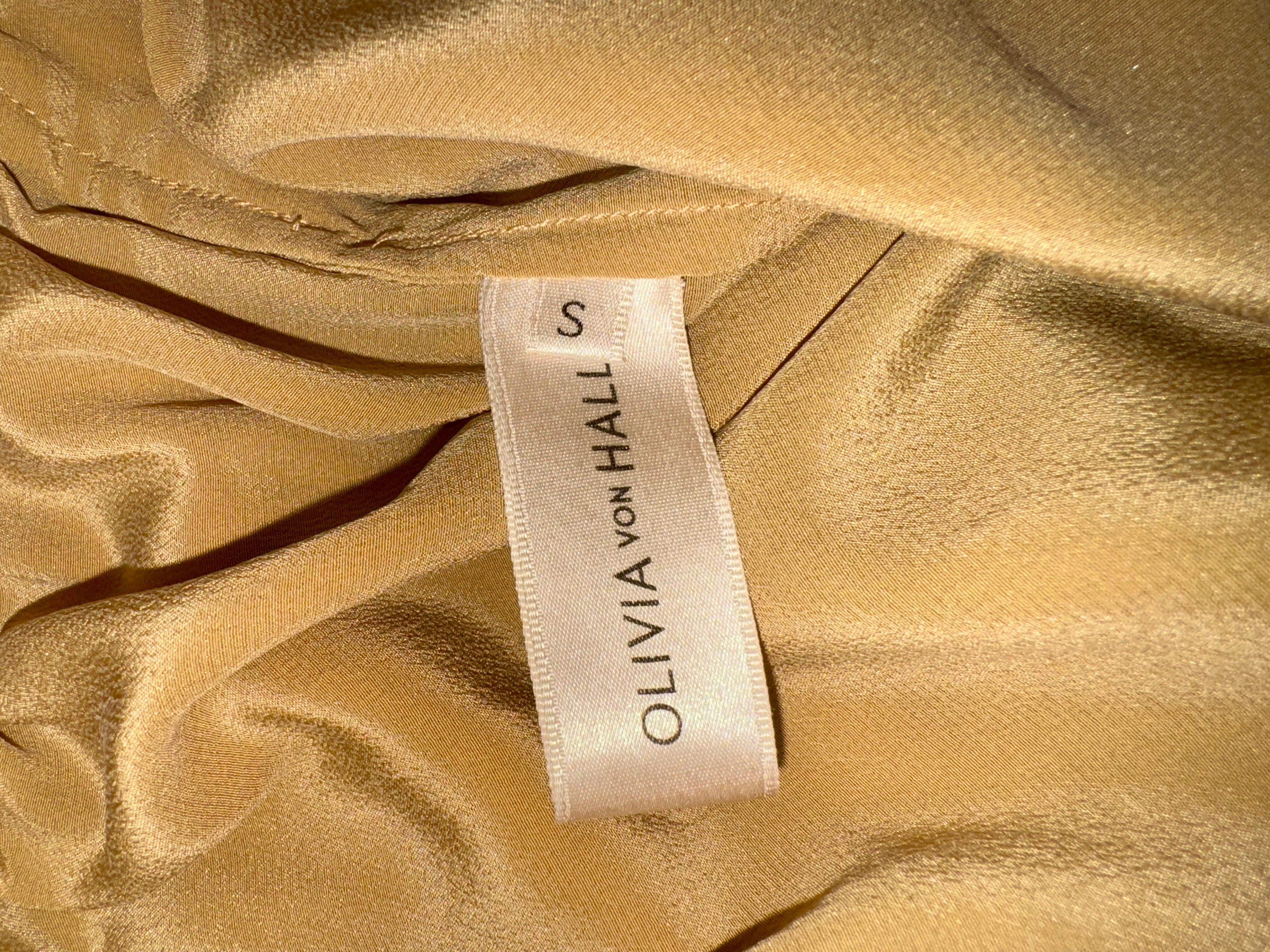 NUEVO Olivia Von Halle Top de seda dorada Pantalones Resort Ocio Salón Conjunto S en venta 2