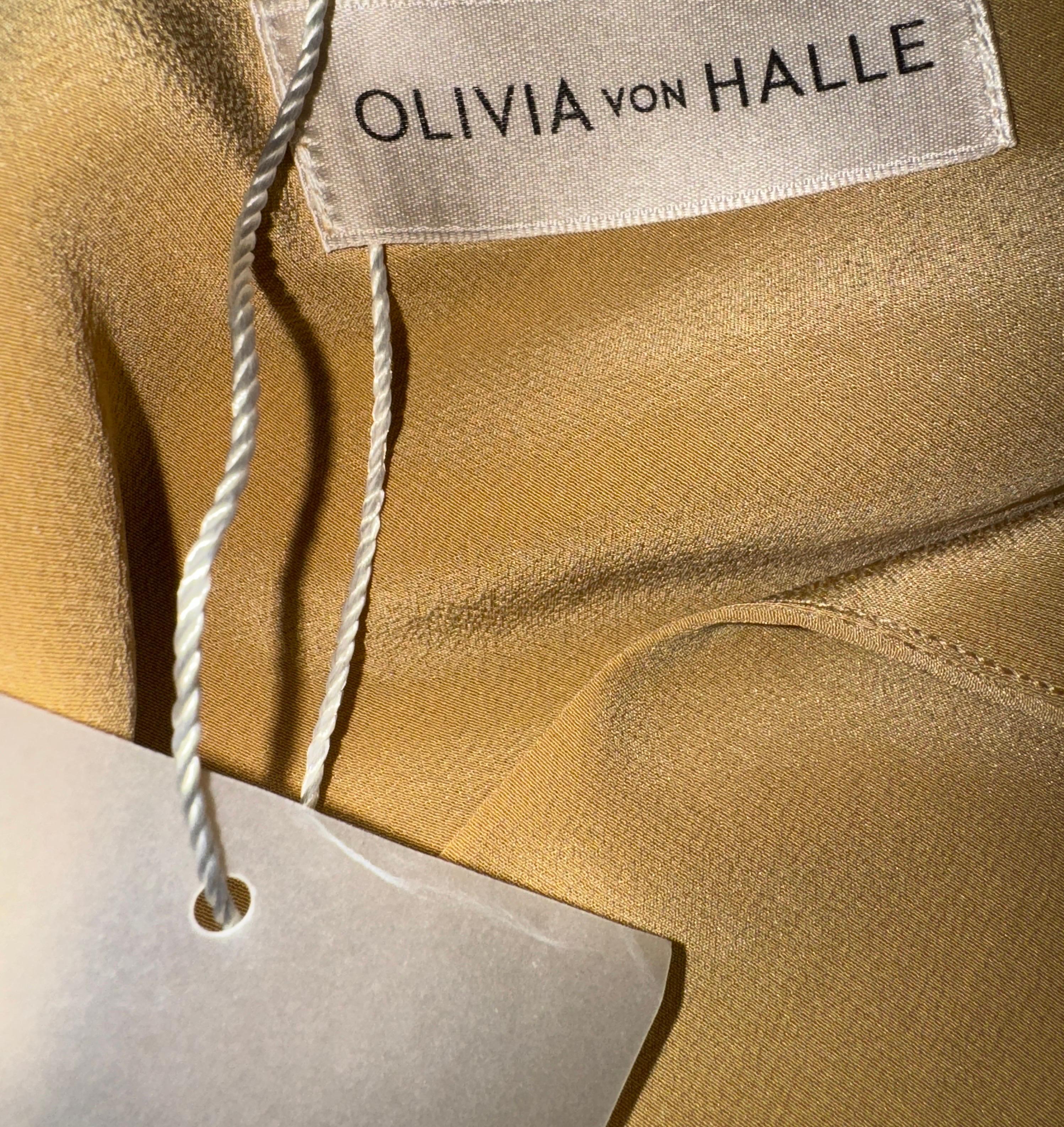 NUEVO Olivia Von Halle Top de seda dorada Pantalones Resort Ocio Salón Conjunto S en venta 3