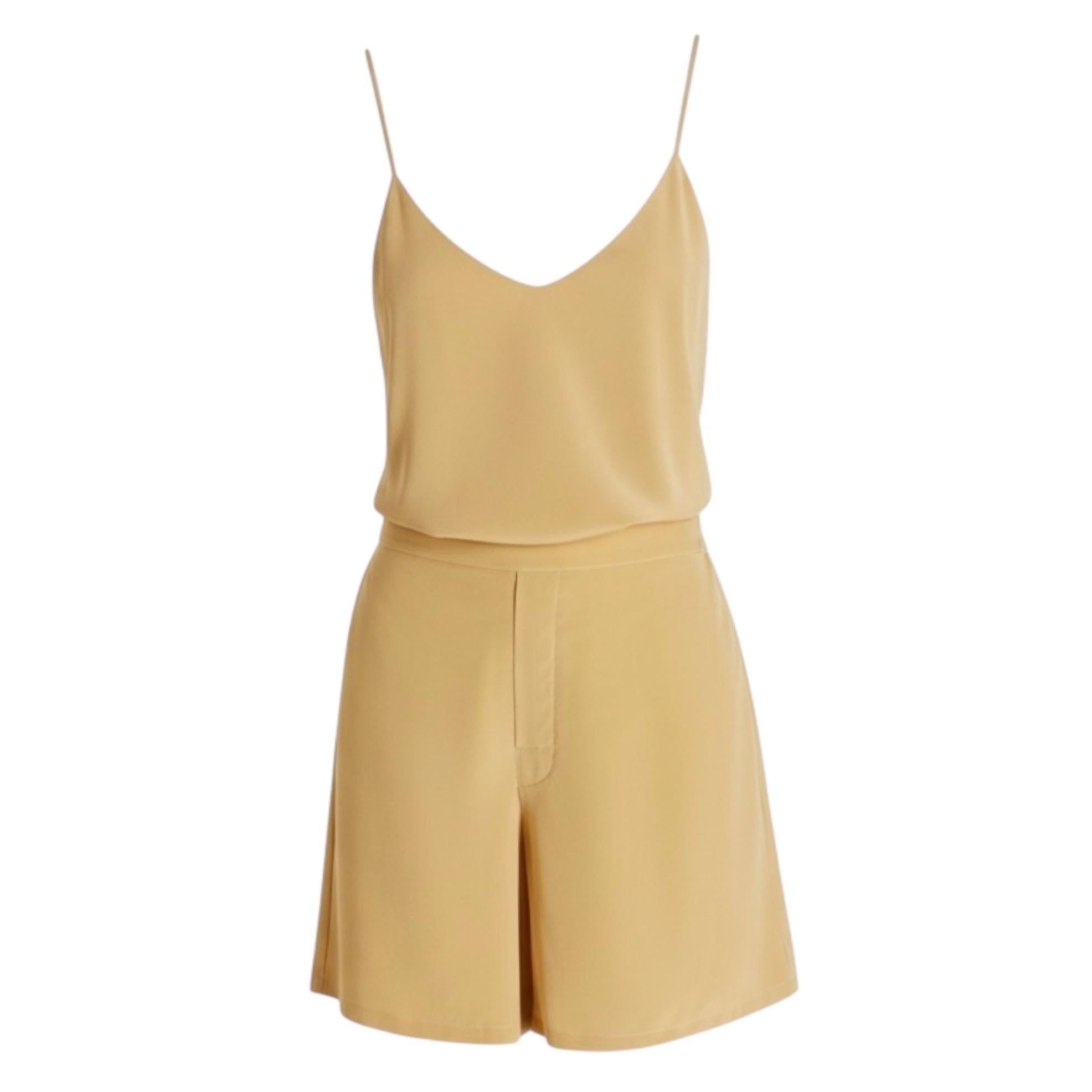 NEW Olivia Von Halle Golden Silk Top Pants Resort Leisure Lounge Ensemble Set S