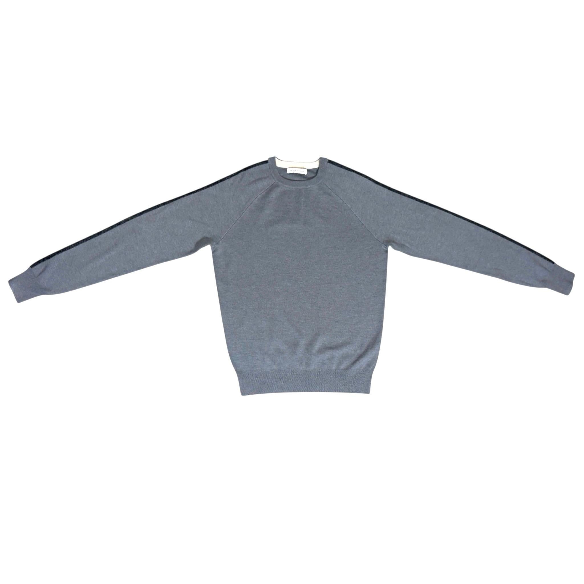 Gris NEW Olivia Von Halle Pull en cachemire et soie grise Pullover S en vente
