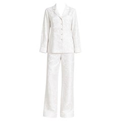 NEW Olivia Von Halle Jacquard Floral Silk Loungewear Suit Ensemble Bridal M