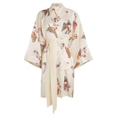 NEW Olivia von Halle Japanese Kimono Animal Print Silk Dressing Gown Robe OS