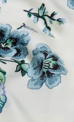 NEW Olivia von Halle Floral Print Silk Dressing Gown Kimono Robe OS