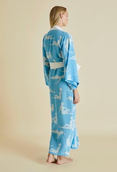 NEW Olivia von Halle Luxurious Print Silk Dressing Gown Kimono Robe OS