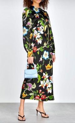 UNWORN Olivia von Halle Luxurious Silk Print Floral Maxi Dress M
