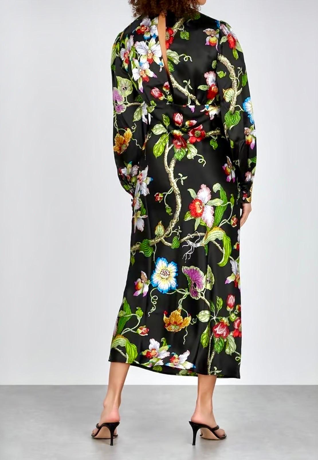 UNWORN Olivia von Halle Luxurious Silk Print Floral Maxi Dress M In Excellent Condition In Switzerland, CH