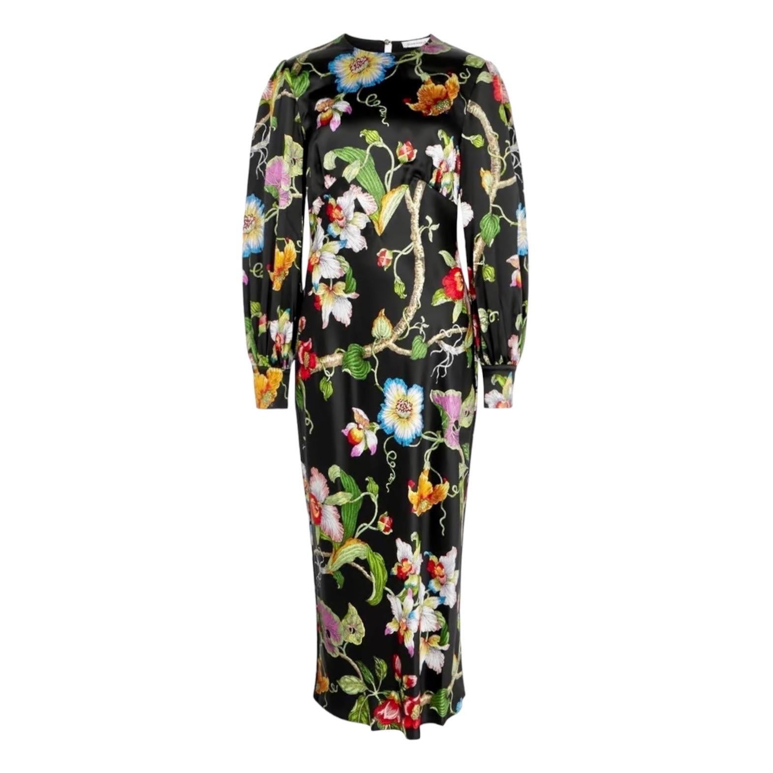 Women's UNWORN Olivia von Halle Luxurious Silk Print Floral Maxi Dress M