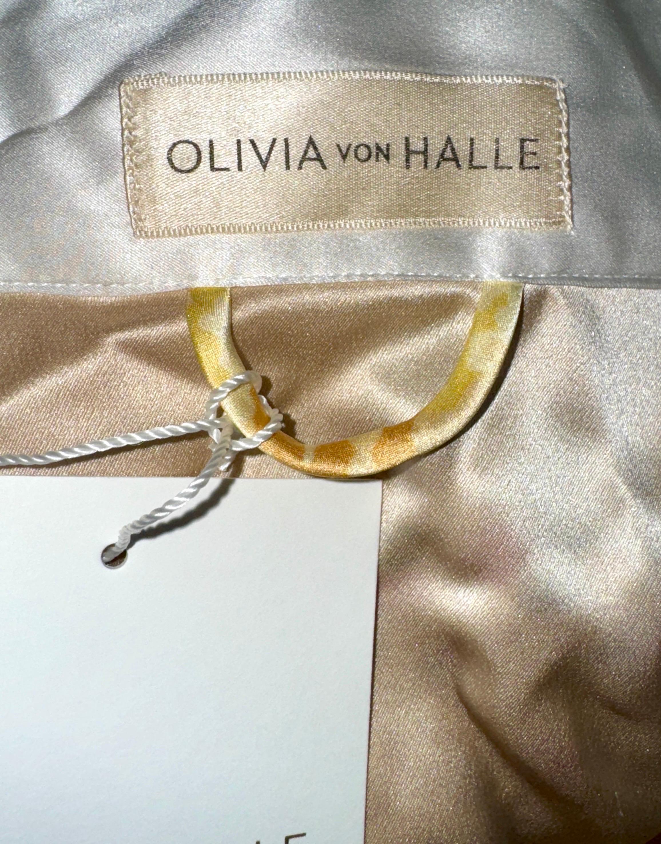 NEW Olivia von Halle Pastels Print Silk Dressing Gown Kimono Robe OS For Sale 3